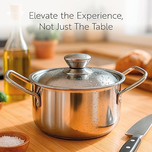 Miniatura 7 de Met Lux - Cacerola individual pequeña de acero inoxidable de 9 onzas, con tapa, 5 34 x 3 x 3 34 pulgadas, caja de 1 unidad