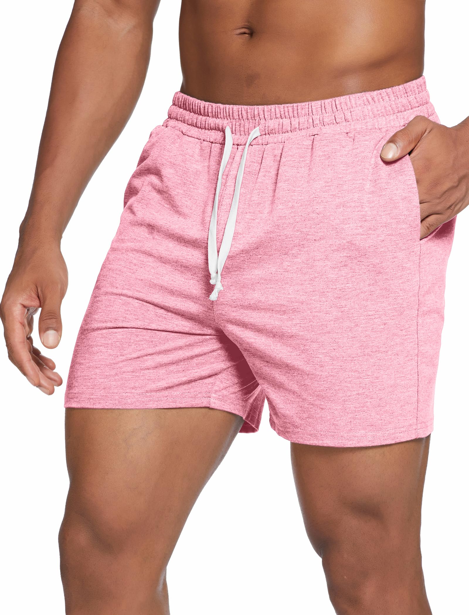 Deyeek 5.5 Inch Mens Pajama Shorts Sleep Cotton Lounge PJ Lightweight Elastic Waist Drawstring Nightwear Bottom with Pockets