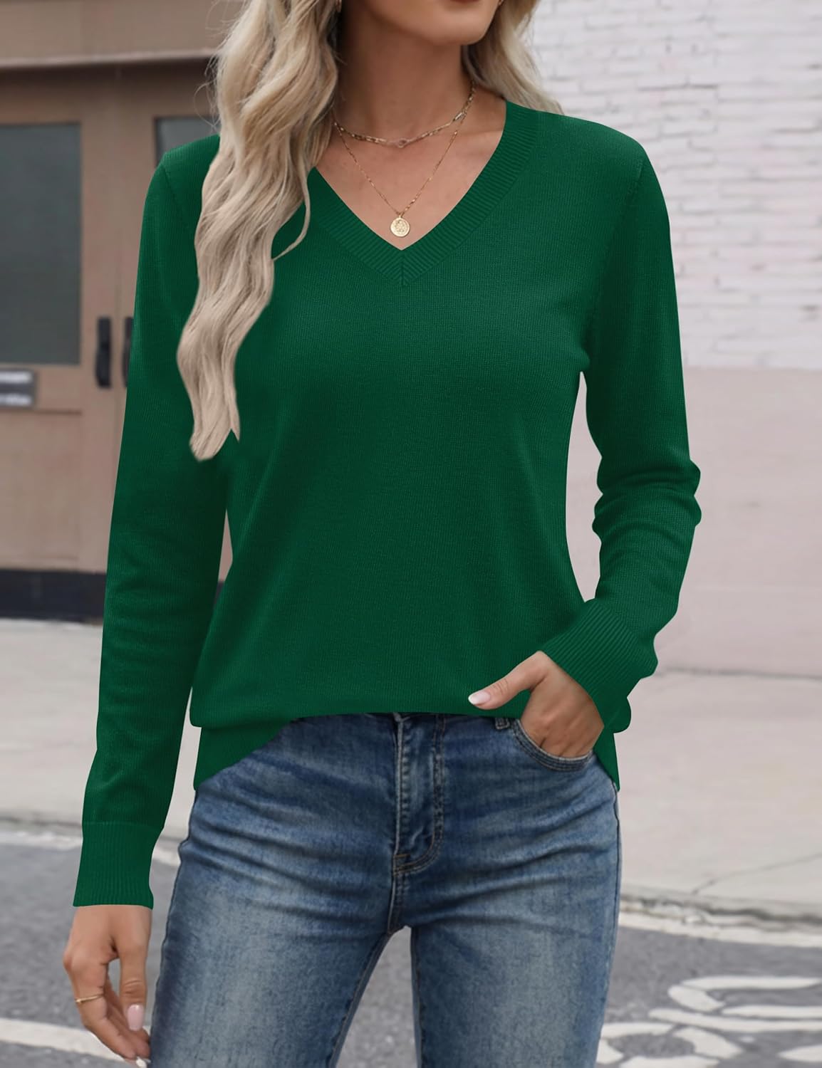 LaGracia Womens Wool Blend V Neck Long Sleeve Spring Sweaters Business Casual Shirts 2026 - Image 2