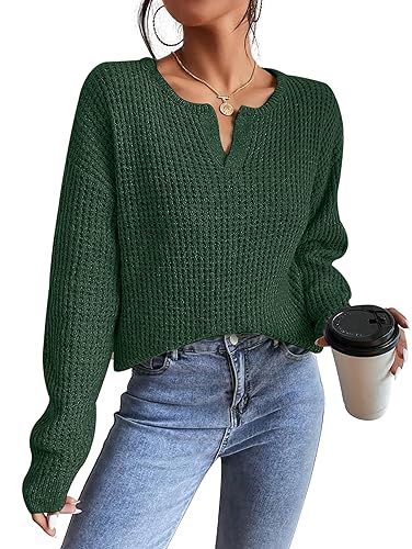 RICHSTORY Womens Sweaters Casual Drop Shoulder Long Sleeve V Neck