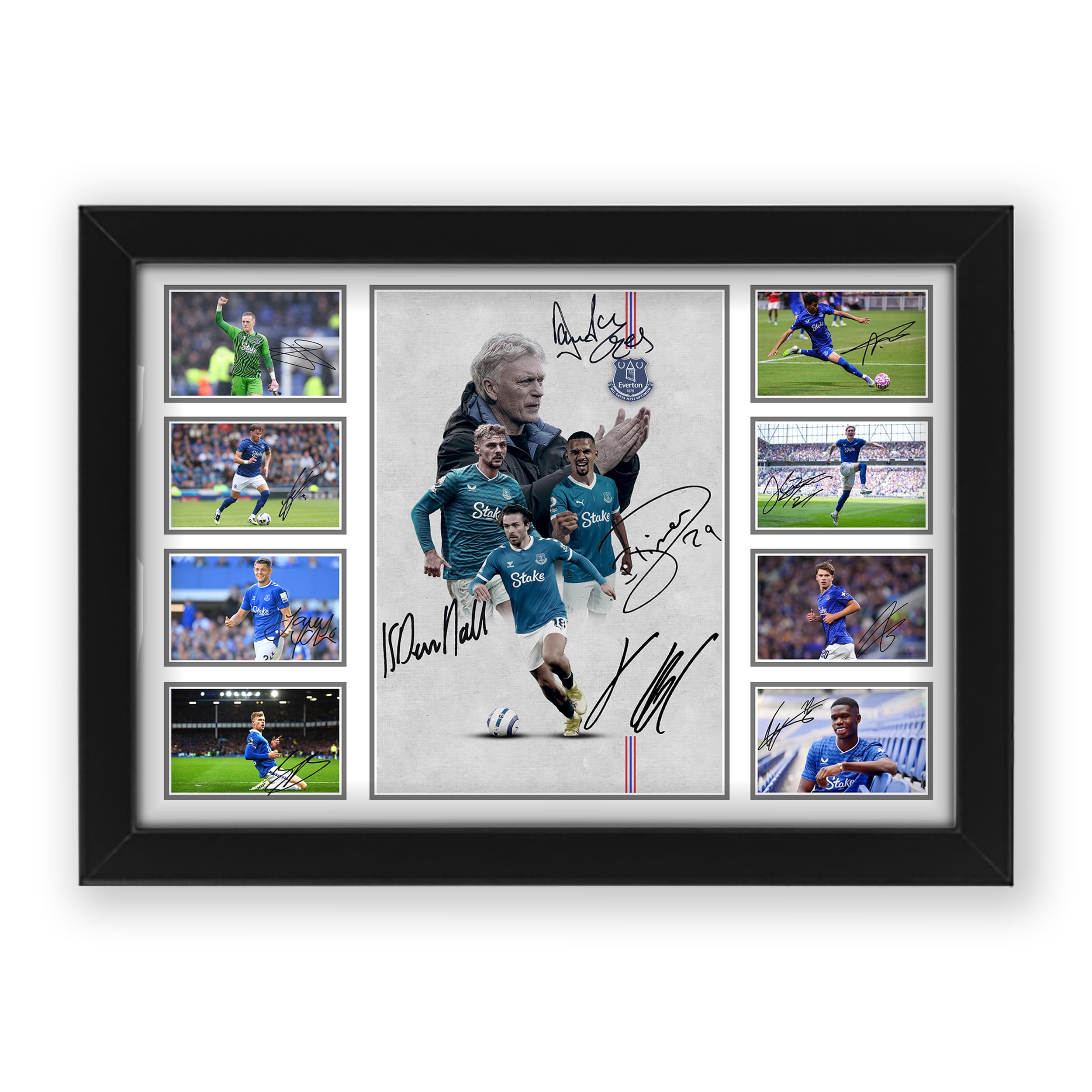 AllStarMedia Tribute To Everton F.C 2025/26 Premier League Squad Signed Poster Print - Limited Edition Autograph Fan Gift –Collectible Memorabilia Wall Art Merchandise (Framed A4 (30x21cm))