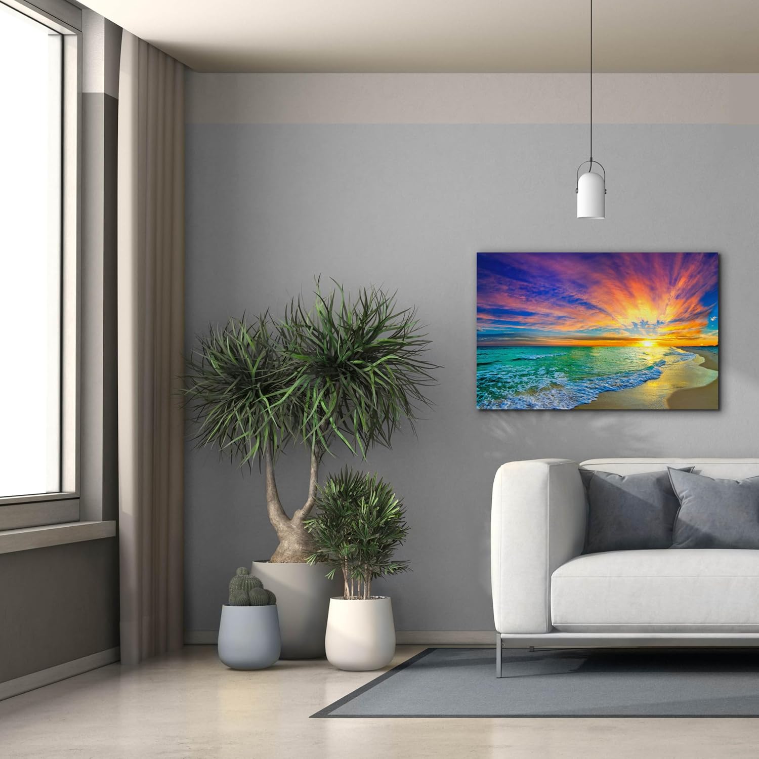 Epic Graffiti 'Colorful Ocean Sunset Orange And Red Beach Sunset' by Ezra Tanner, Canvas Wall Art, 40"x26"