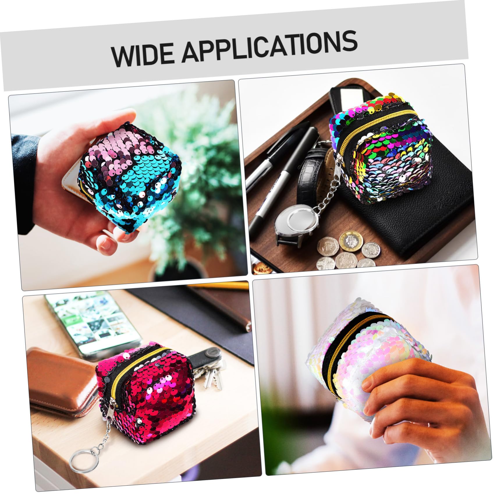 GALPADA 20pezzi Portamonete Mini Con Paillettes Reversibili Da Colorati Per Monete e Piccole Necessità Chiusura Con Cerniera Per Viaggi e Uso Quotidiano