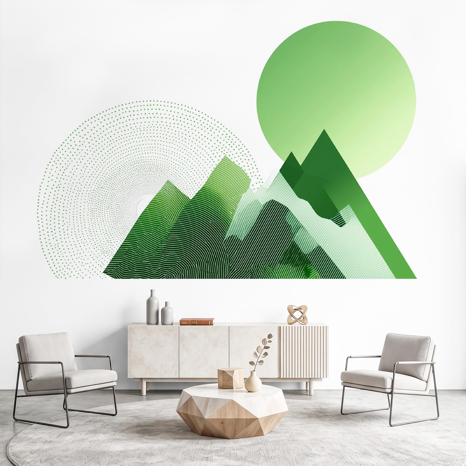Montañas Geométrico Naturaleza Papel pintado no tejido, Minimalista Revestimiento de pared Papel pintado para Oficina, 250 x 175 cm de pared – Decorativo para sala de estar