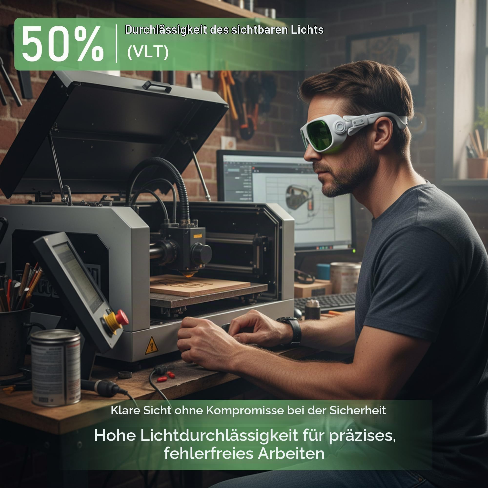 MCWlaser Laser Schutzbrille 1064nm 1080nm Brille CE OD5+ Laser Safety Goggles 190-470nm & 800-1700nm Für Fiber Laserreinigung Schweißen UV-Markierung Diode, ND:YAG Laser Absorption Type EP-8 Stil 1