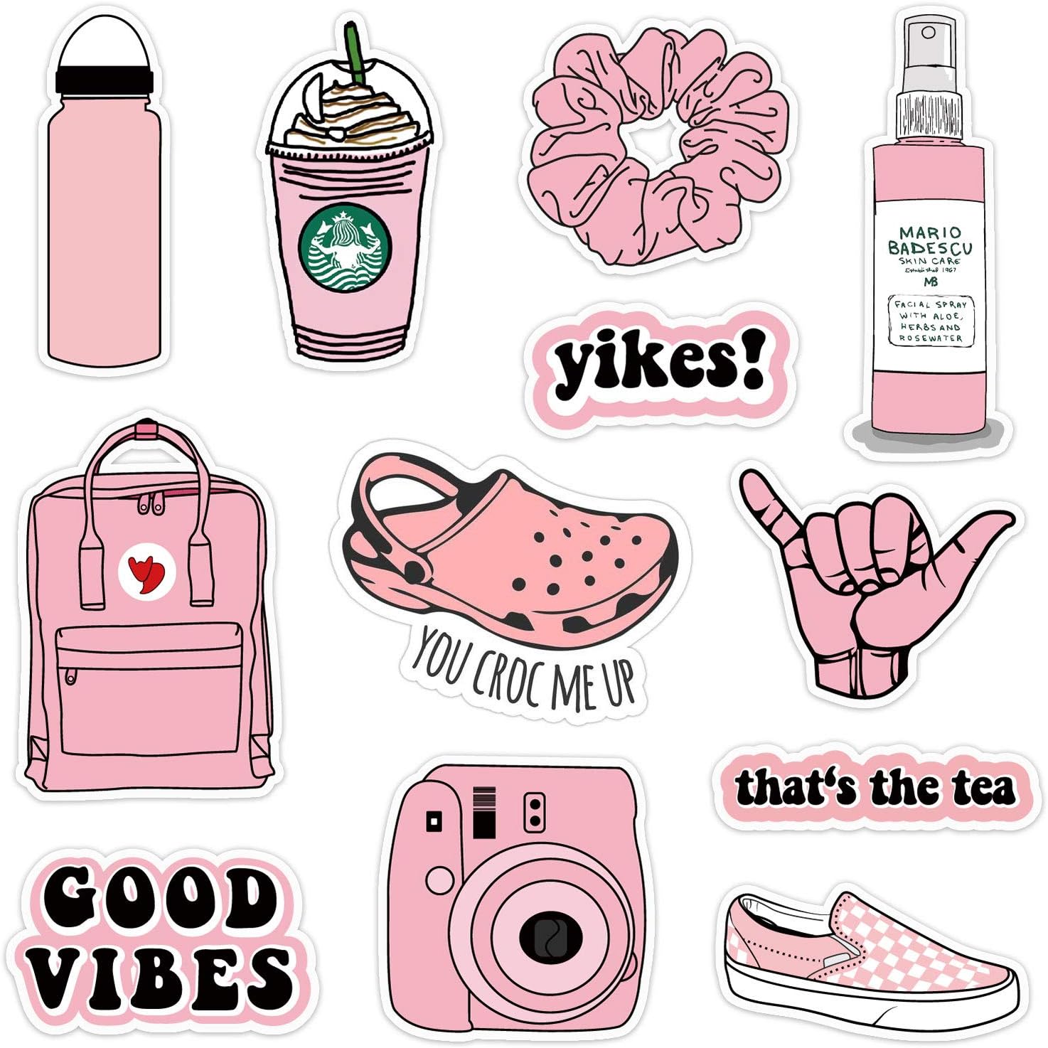 12-35Pack Vinyl Vsco Stickers for Hydro Flask Aesthetic Waterproof VSCO Girl Essential Stuff for Water Bottles Laptop Stickers for Women