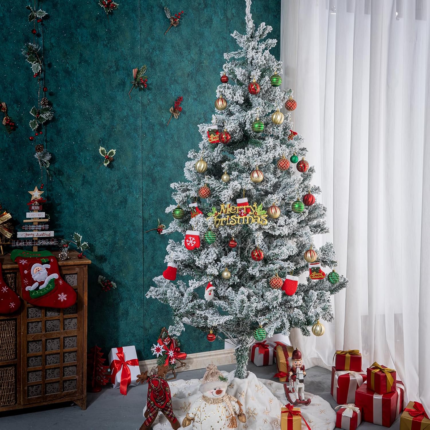 100Pcs Christmas Ball Ornaments Set, Assorted Shatterproof Christmas Ornament, Christmas Tree Theme Hanging Decoration for Xmas Tree/Holiday/Party/Home Decor (Gold & Red & Green)