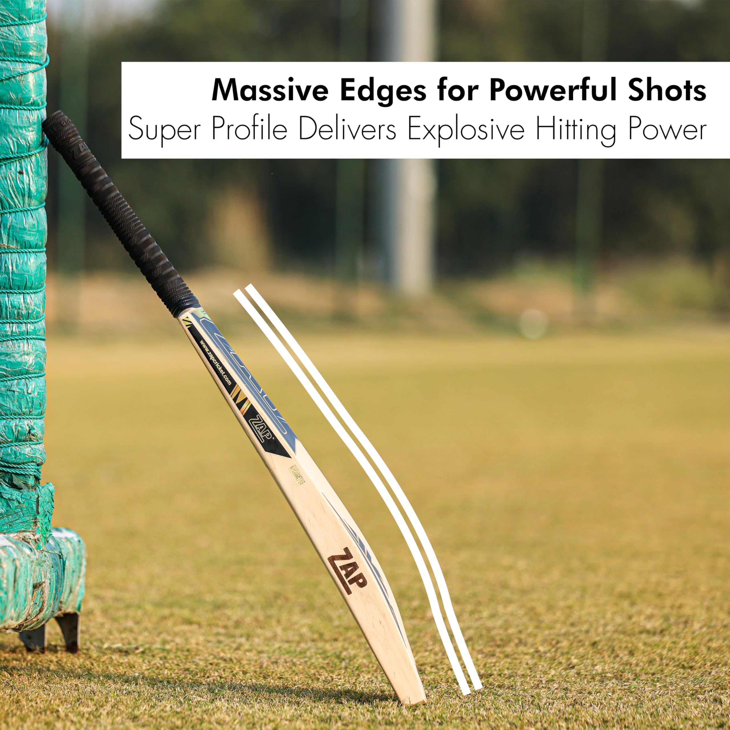 ZAP Alpha Kashmir Willow Cricket Leather Bat (Size 6) for Boys 12-14 Years | Grade 1 | Lightweight Professional Season Bat for Leather Ball | Singapore Cane Handle | Zero Shock Handle | Free Cover 2
