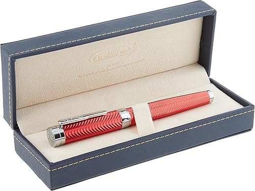 Miniatura 4 de Conklin Herringbone Signature - Bolígrafo de punta redonda con borde cromado, diseño grabado llamativo, experiencia de escritura suave y recargable,