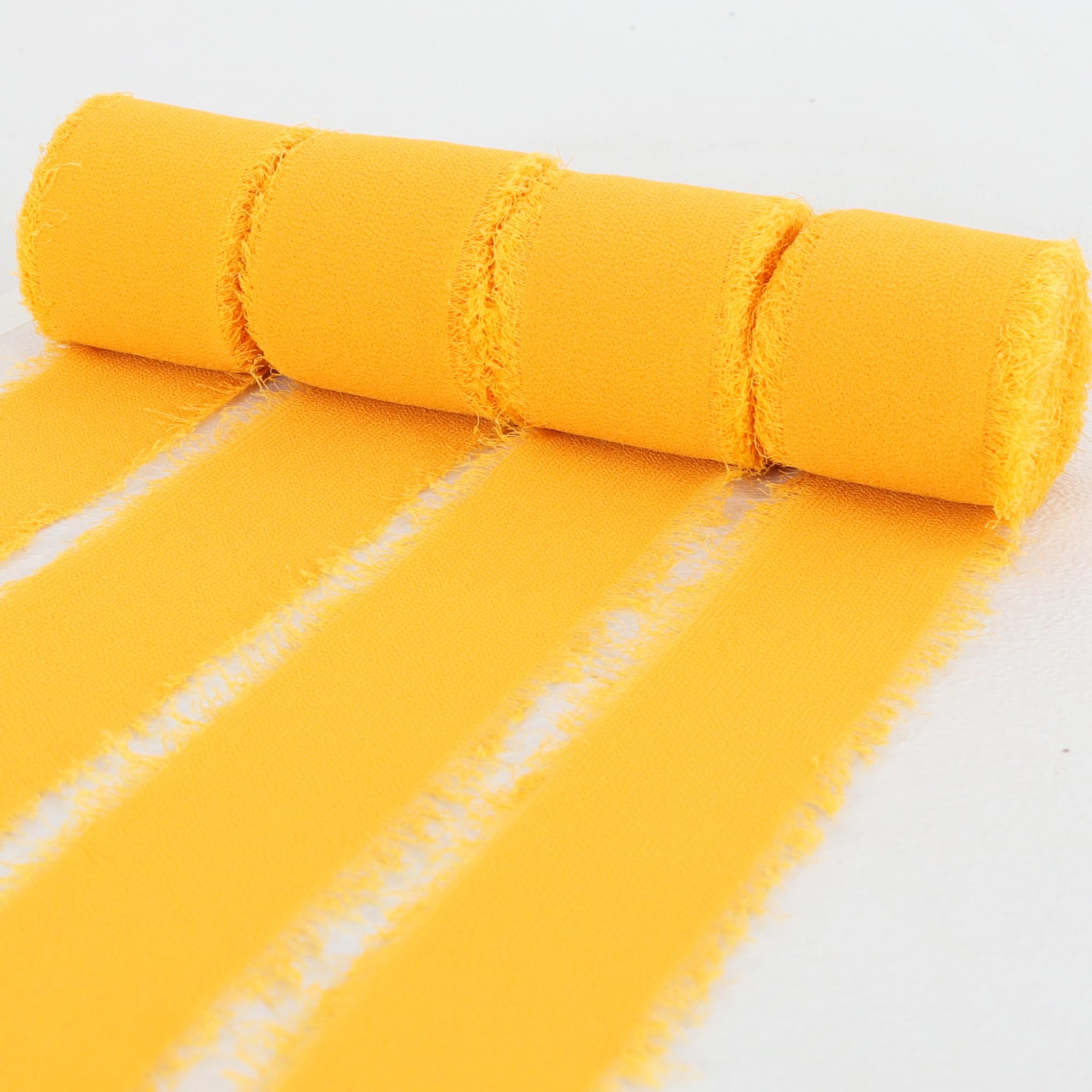 TONIFUL 4 Rolls Pumpkin Chiffon Ribbon 1 1/2 inch× 5.5 Yards Fabric Silk Ribbon for Gift Wrapping Wedding Party Decoration Flower Bouquet Wrapping Bows Making DIY Crafts(Total 22yards) - Image 3