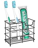 HBlife Toothbrush Holders for Bathroom, 5 Slots Black Stainless Steel Bathroom Accessories Organizer for Small Spaces