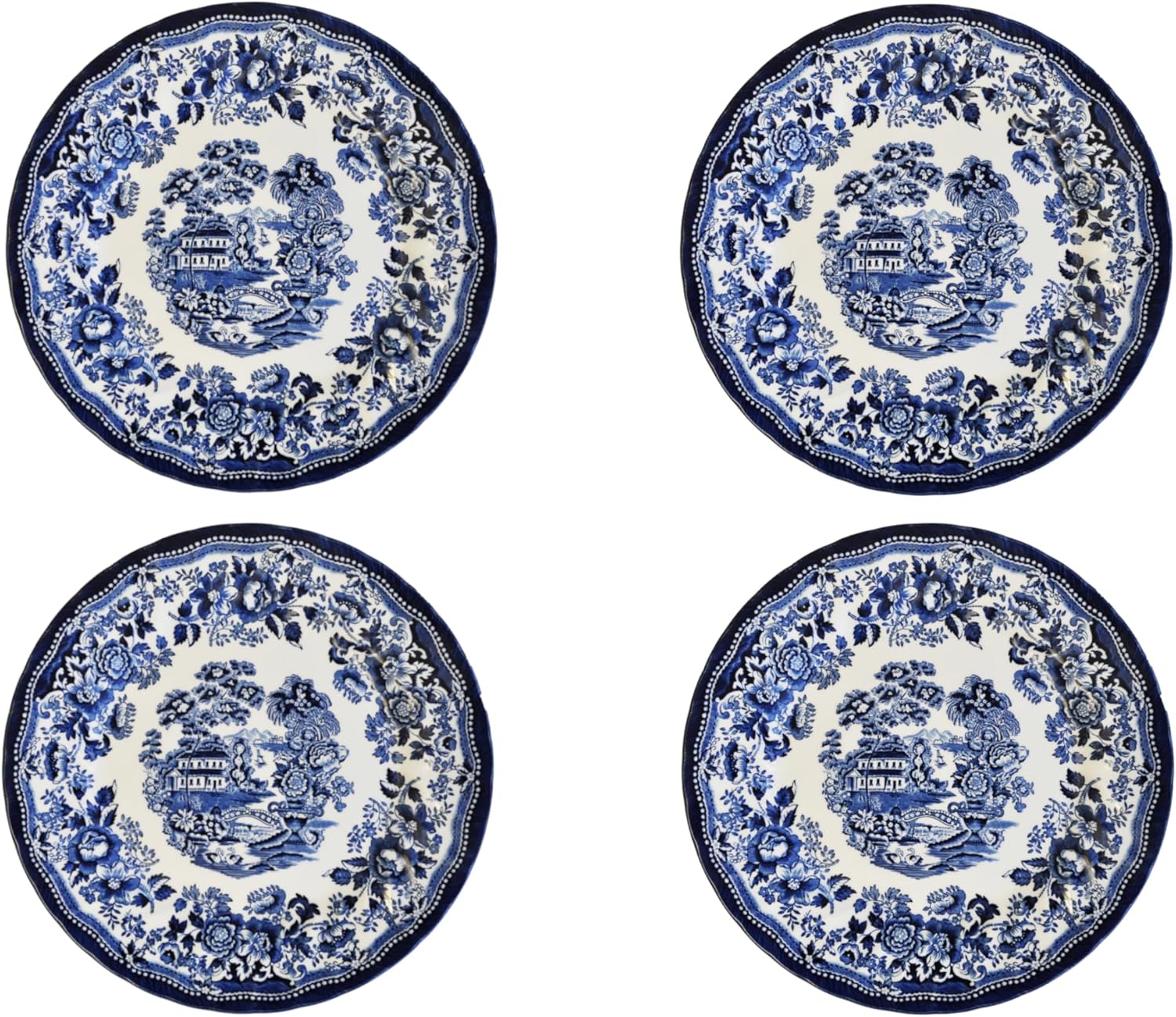 Churchill New Royal Wessex Tonquin Blue Chelsea 10" Dinner Plate - Set of 4, Made in England