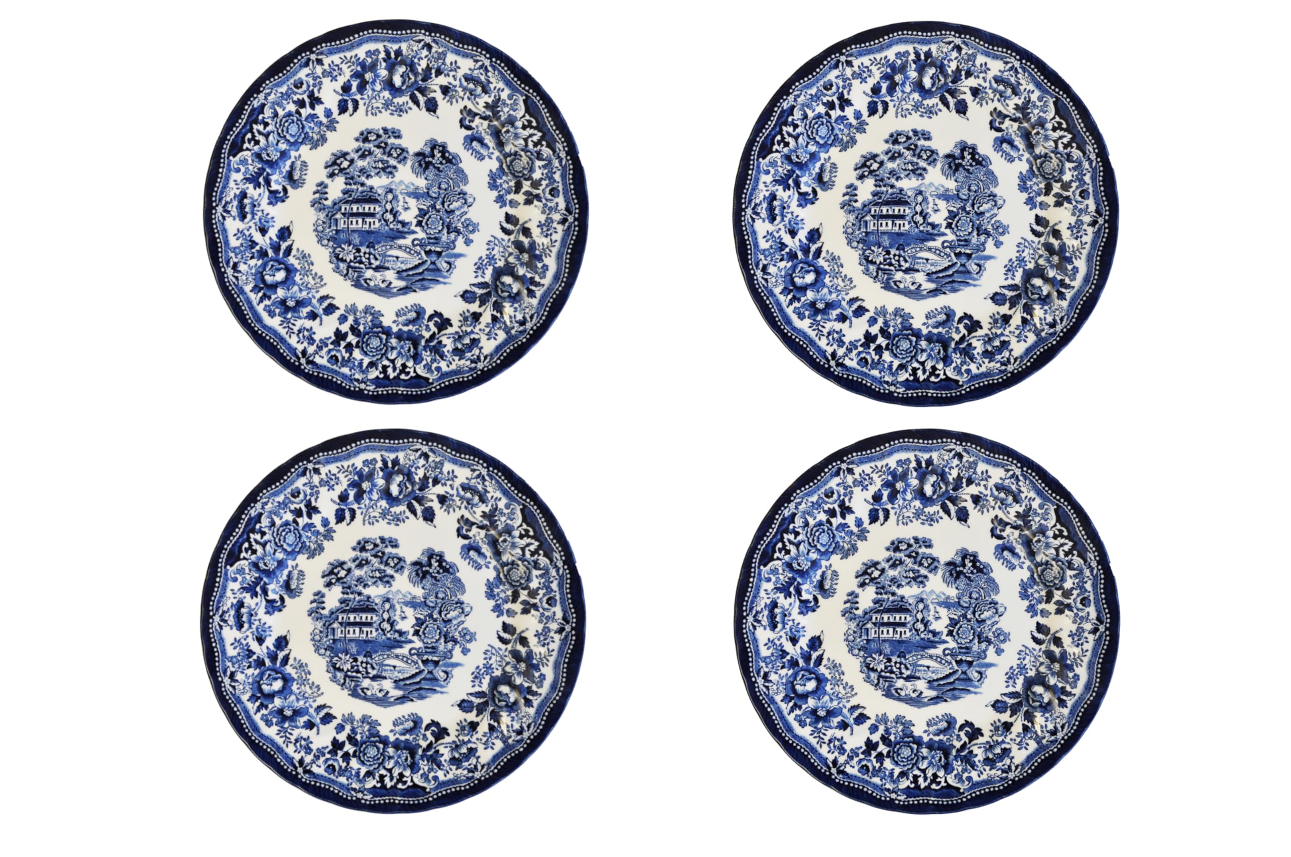 Churchill New Royal Wessex Tonquin Blue Chelsea 10" Dinner Plate - Set of 4, Made in England