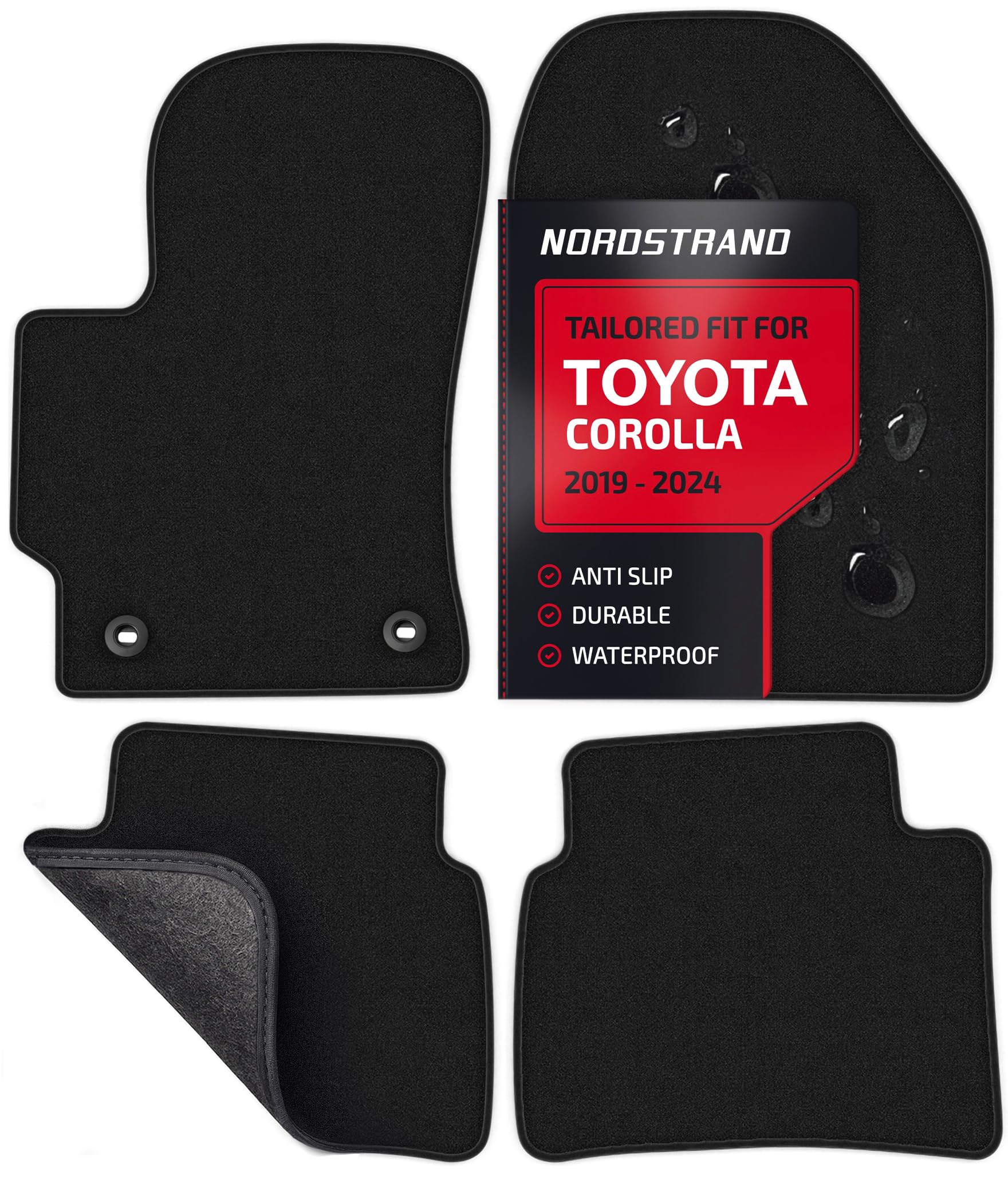 Floor Mats for Toyota Corolla 2019 2020 2021 2022 2023 2024 - Custom 3D Fit - 1st and 2nd Row Set - Rubber Anti-Slip Backing - Heavy Duty 30oz Carpet Mat - All Weather Car Liner Floormats
