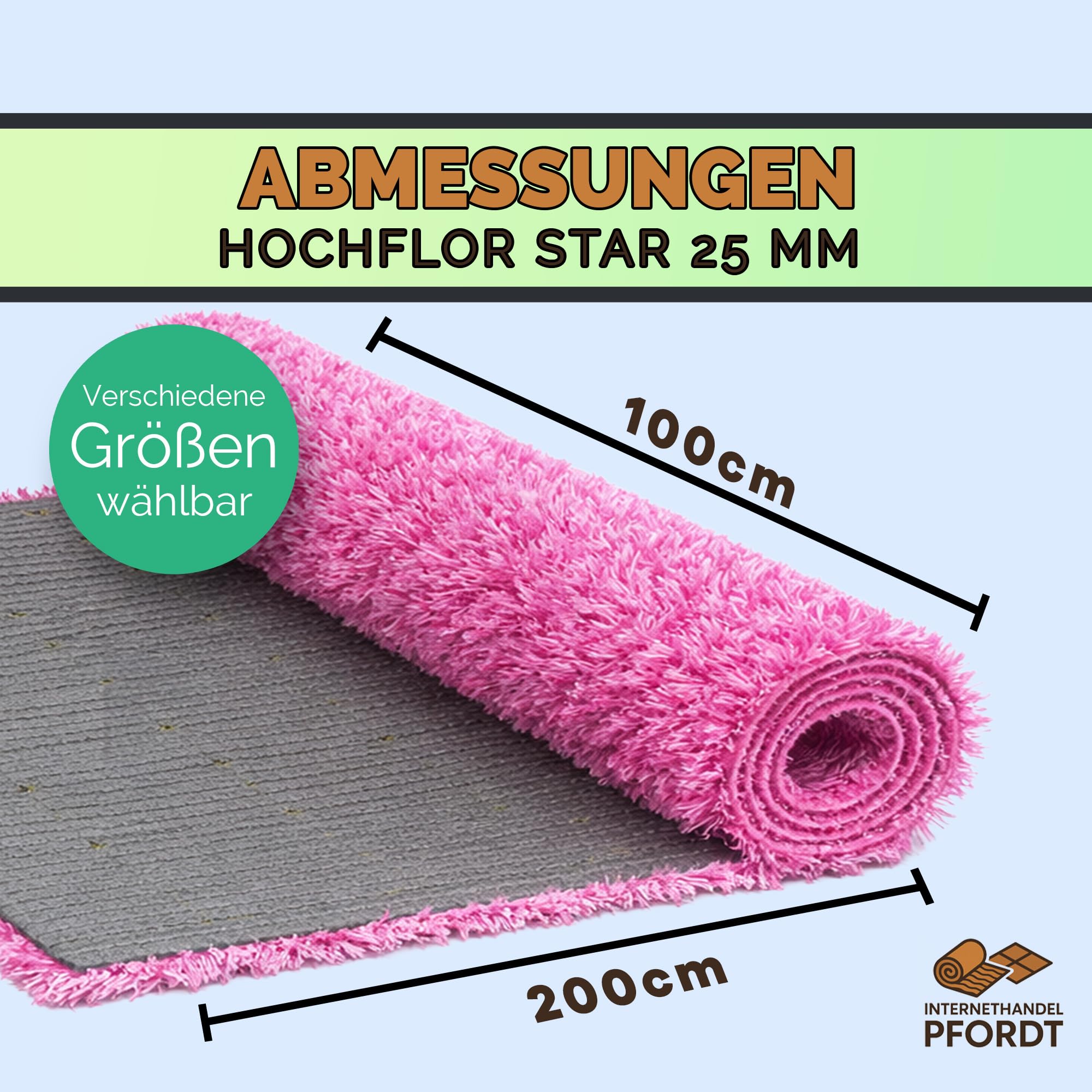 Kunstrasen Hochflor Star 25 mm, Pink, 100x200 cm, wetterfest und pflegeleicht, dekorativer Rasenteppich für Balkon, Terrasse und Garten