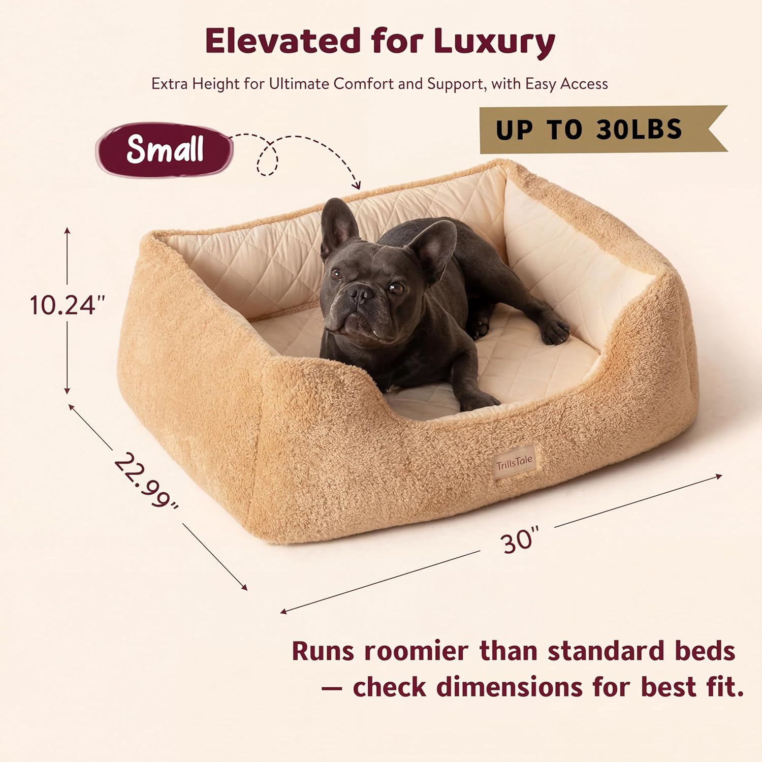 Cooling Orthopedic Dog Bed for Small Dogs & Puppies - Memory Foam for Joint Pain & Arthritis, Pet Bed w/Washable Removable Cover & Waterproof Liner, Dog Couch w/Raised Bolster & Non-Slip Base