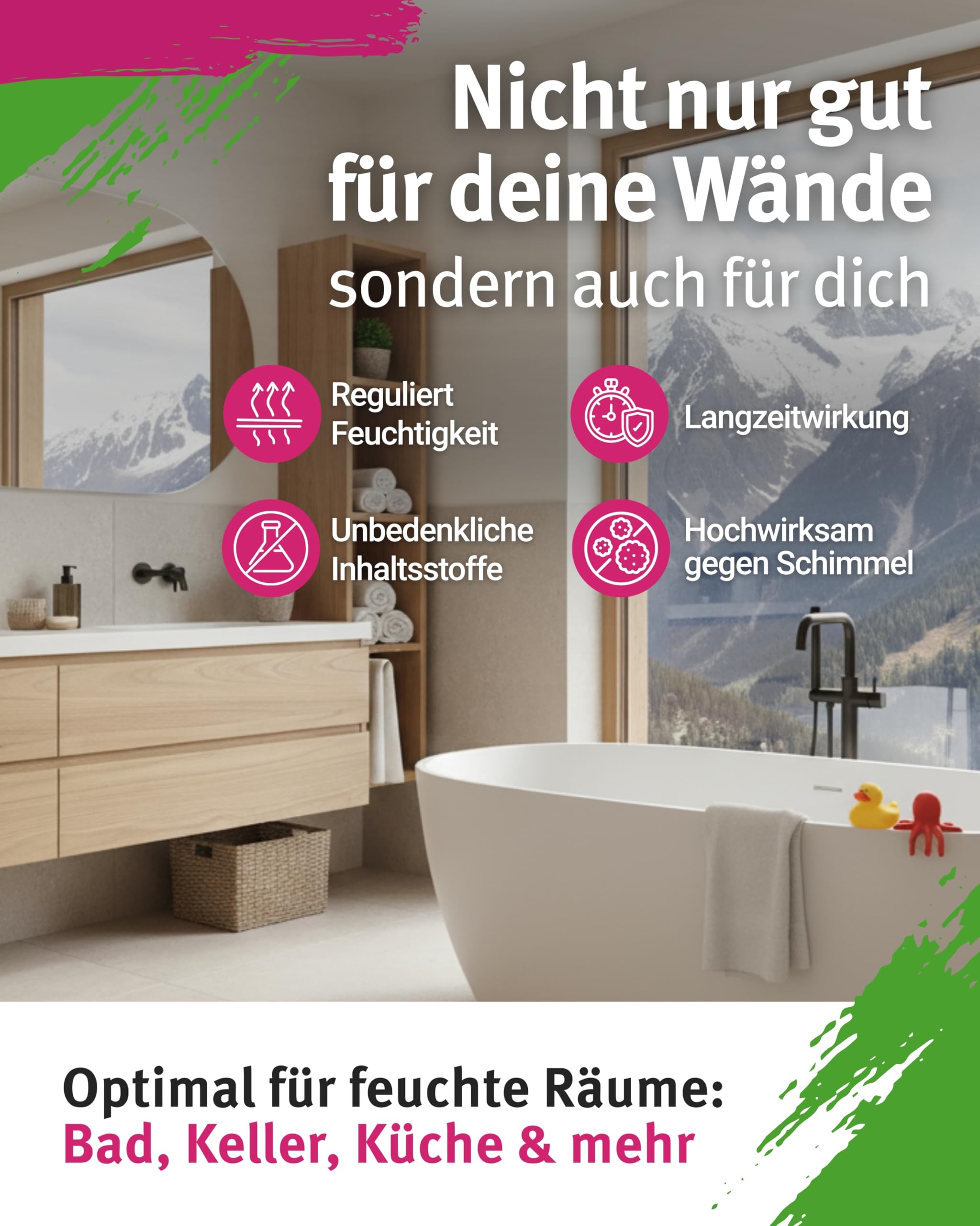 Anti-Schimmel Kalkfarbe I 5l für ca. 35m² I Atmungsaktiv & wischfest mit Langzeitschutz I Spezielle Anti-Schimmel-Formel ohne aggressive Chemikalien I Ideal für feuchte Innenräume