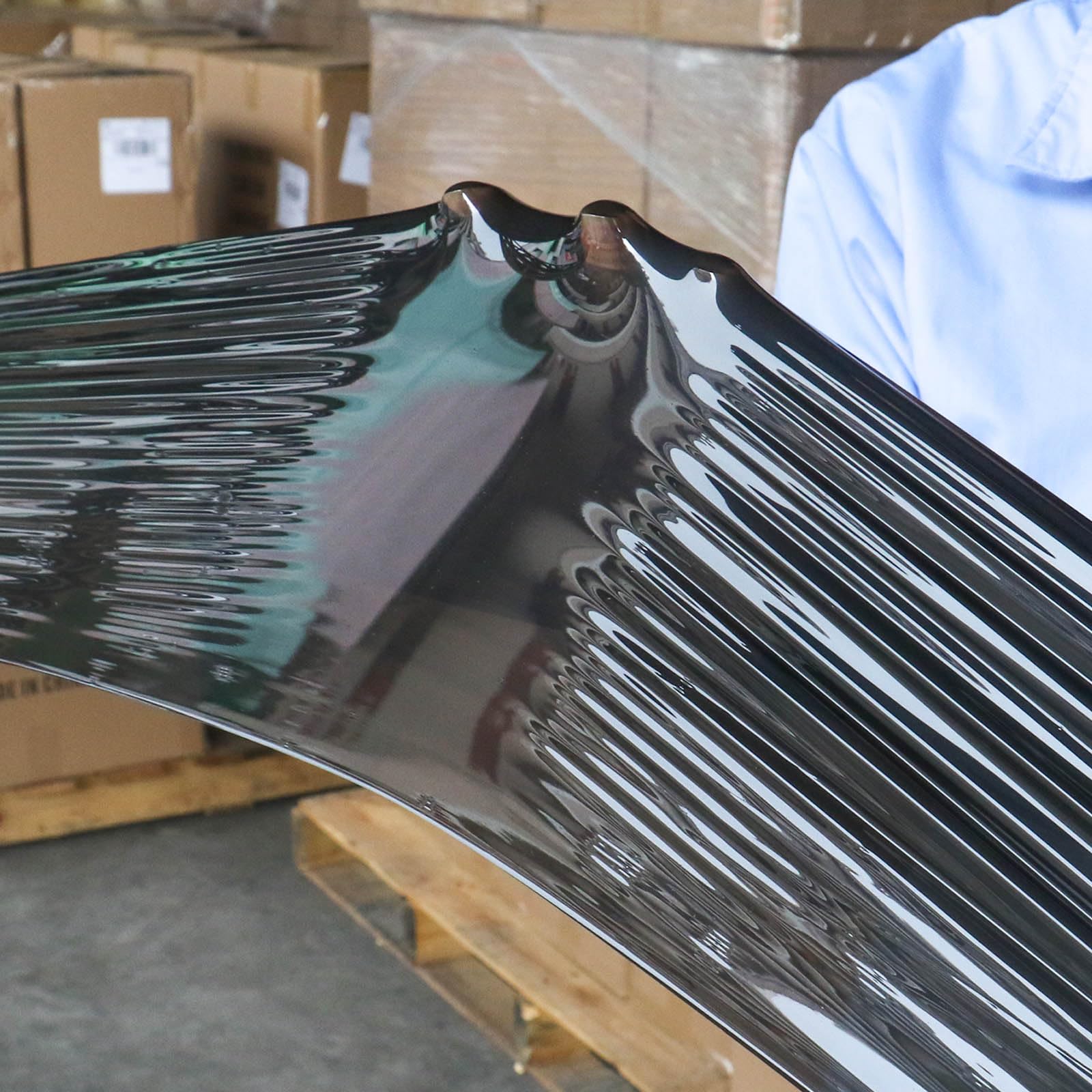 Paquete de 3 Film estirable negro, film de embalaje, film transparente 250m x 400 mm con asa de plástico, para embalaje y mudanzas, BOMEI PACK