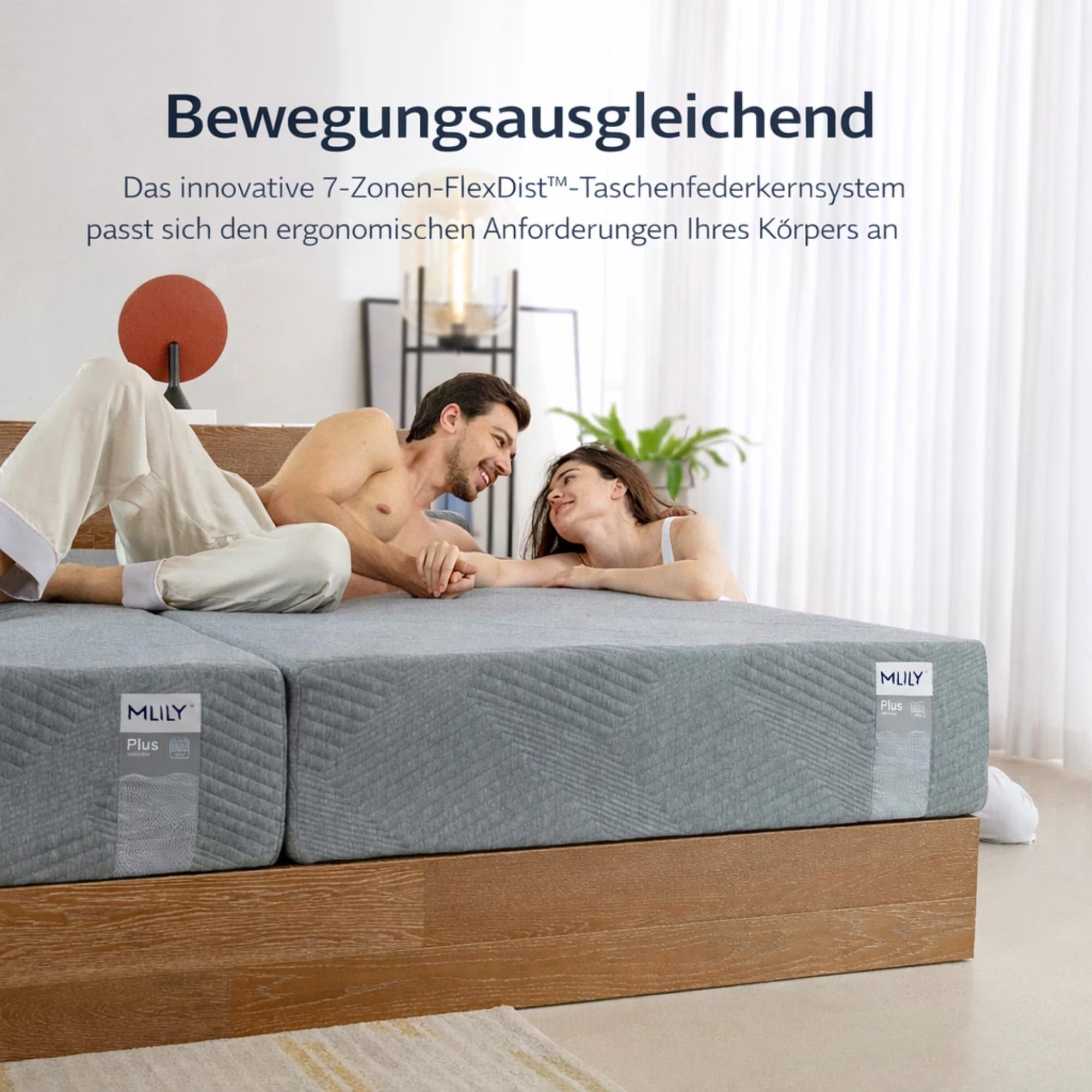 MLILY Plus Taschenfederkernmatratze 140x200 cm H3 | 7 Zonen Federkernmatratze 26 cm Höhe | Memory Foam Matratze 140x200cm ergonomisch & rückenschonend, atmungsaktiv | Öko-Tex Zertifiziert