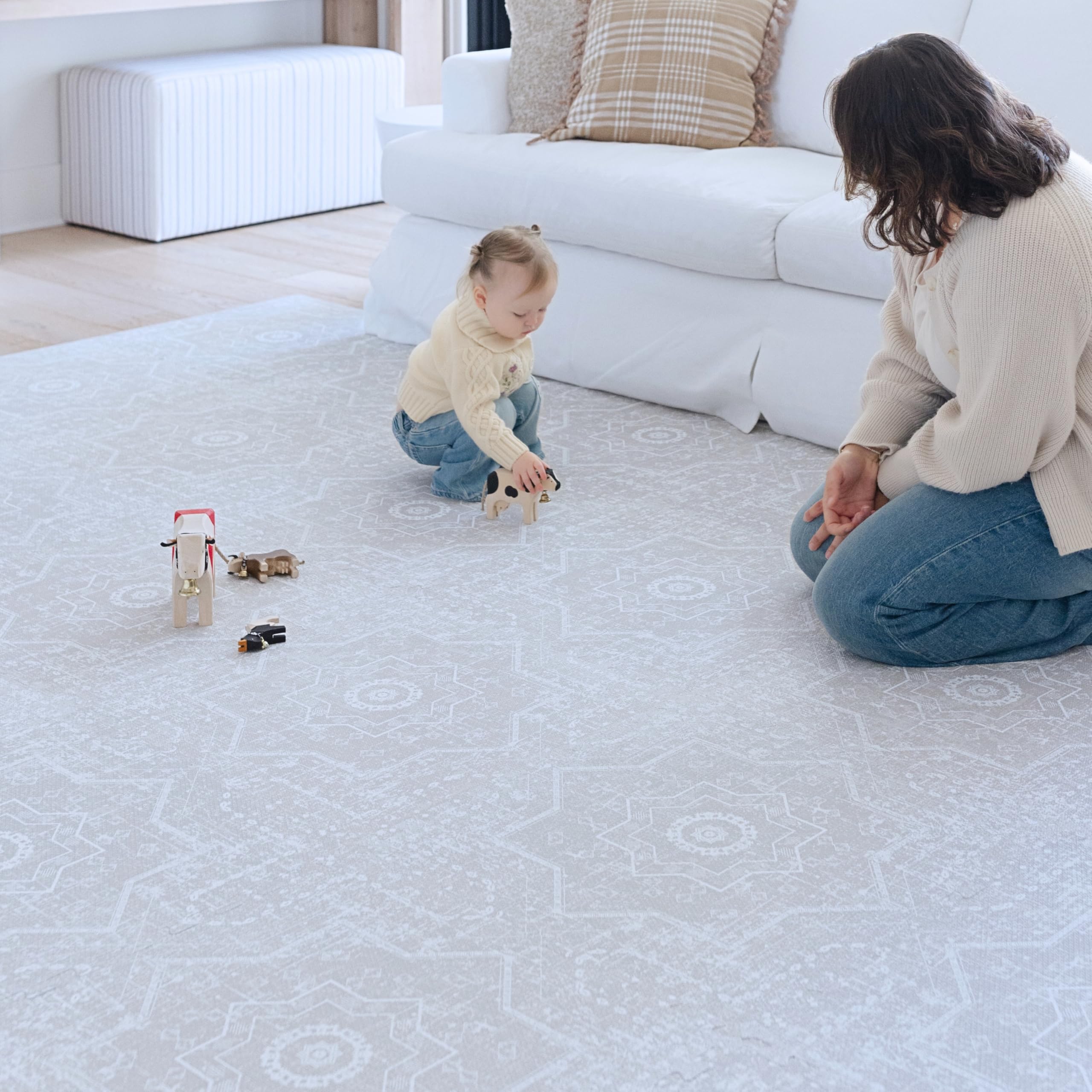 Little Landings Babyspielmatten für den Boden - Layla (1,2 x 1,8 m) - Premium EVA-Schaum Spielmatte für Babys und Kleinkinder - Perfekt für Bauchzeit, Krabbeln, Spielzimmer, stilvoll und komfortabel
