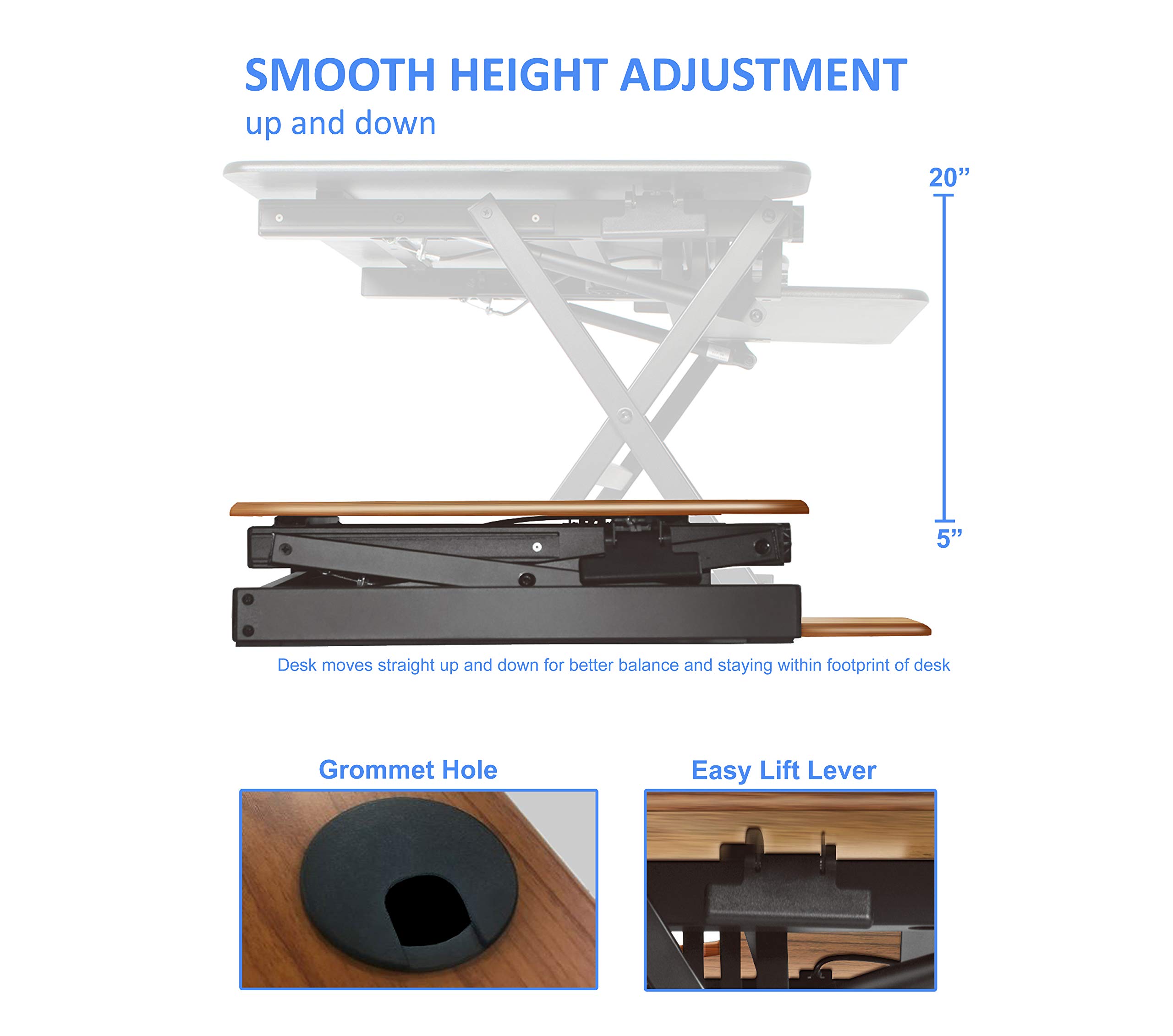 Buy Rocelco 46" Large Height Adjustable Standing Desk Converter with Triple Monitor BUNDLE