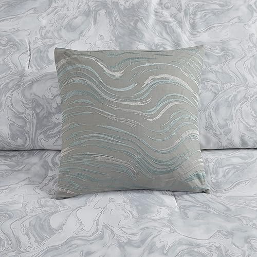 Miniatura 10 de Madison Park Emory - Juego de edredón de algodón acogedor, diseño moderno de mármol para todas las estaciones, ropa de cama casual alternativa con