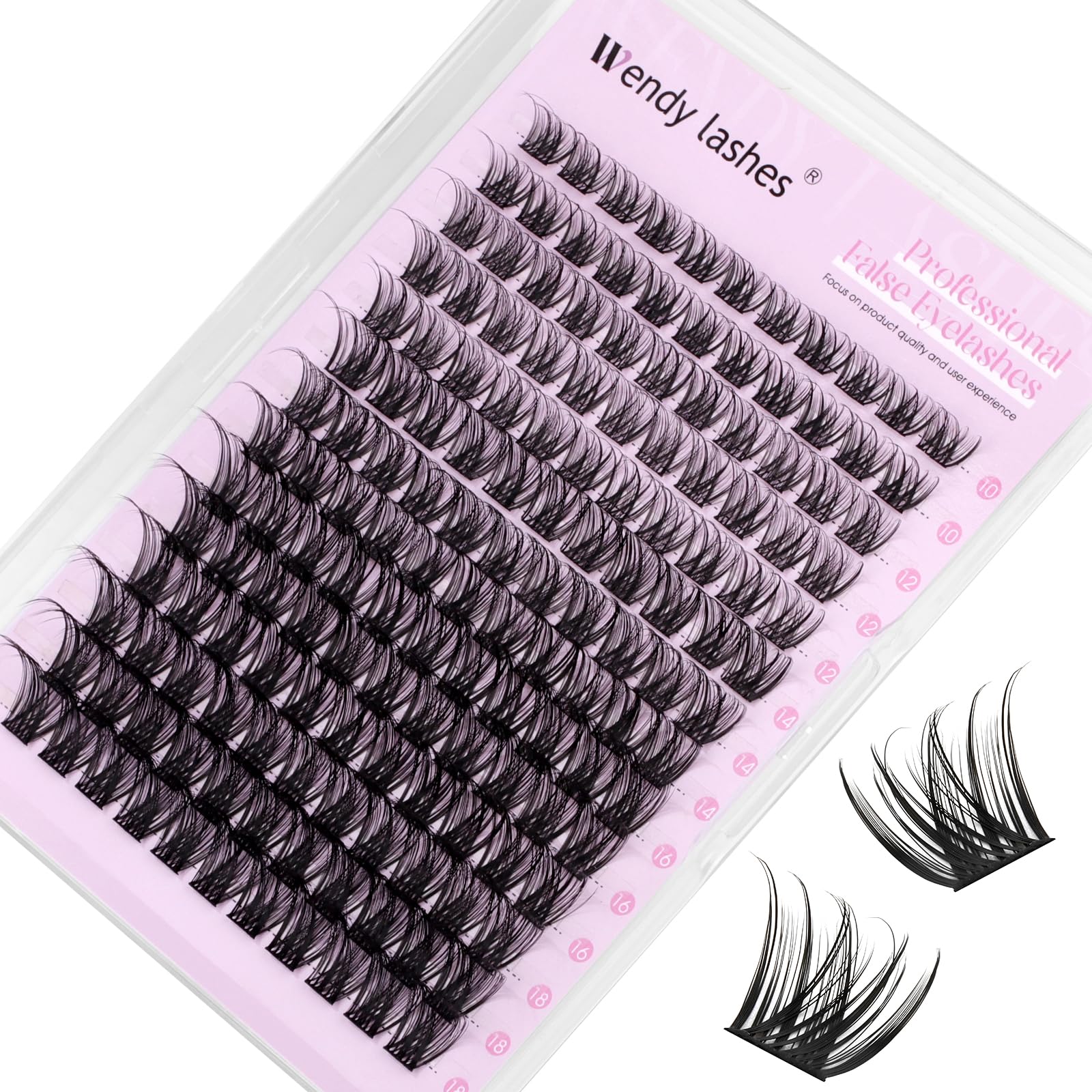 Cluster Lashes D Curl Individual Eyelashes Natural K001-10-18mm Mixed Wispy Lash Clusters Reusable DIY Lash Extension at Home(FKDP-lash-K001-D)