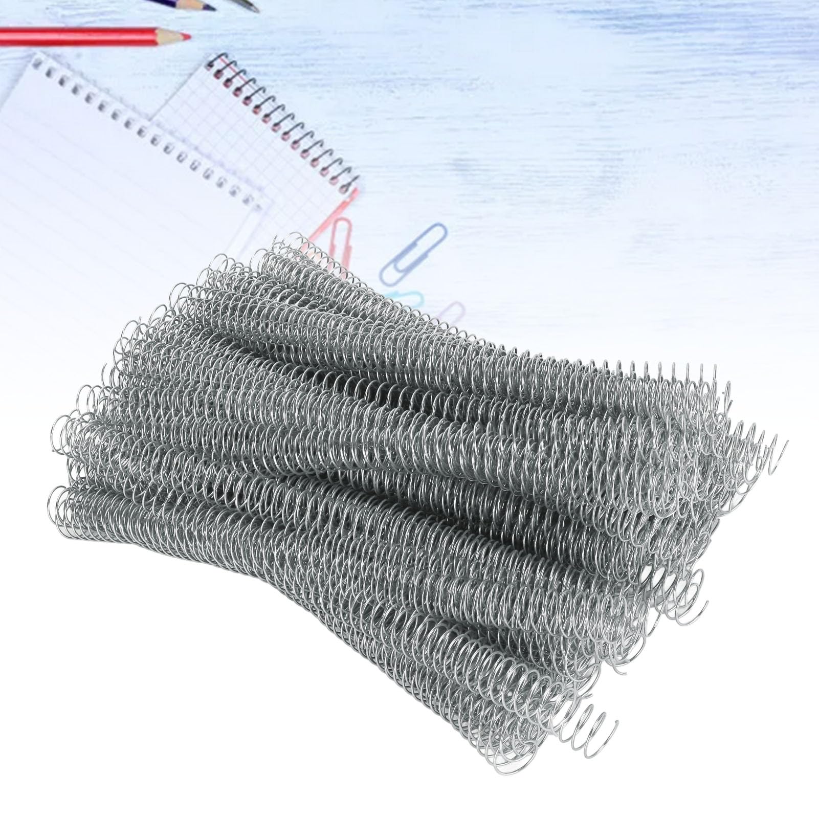 100 Stück Spiralbindespule, 19 mm Durchmesser, 48 Zähne Kammbinderücken, 170 Blatt Kapazität für A4-Papier, 4:1 Pitch Set Kit mit 360-Grad-Drehung für Bürodokumente, Präsentationen (Silber)
