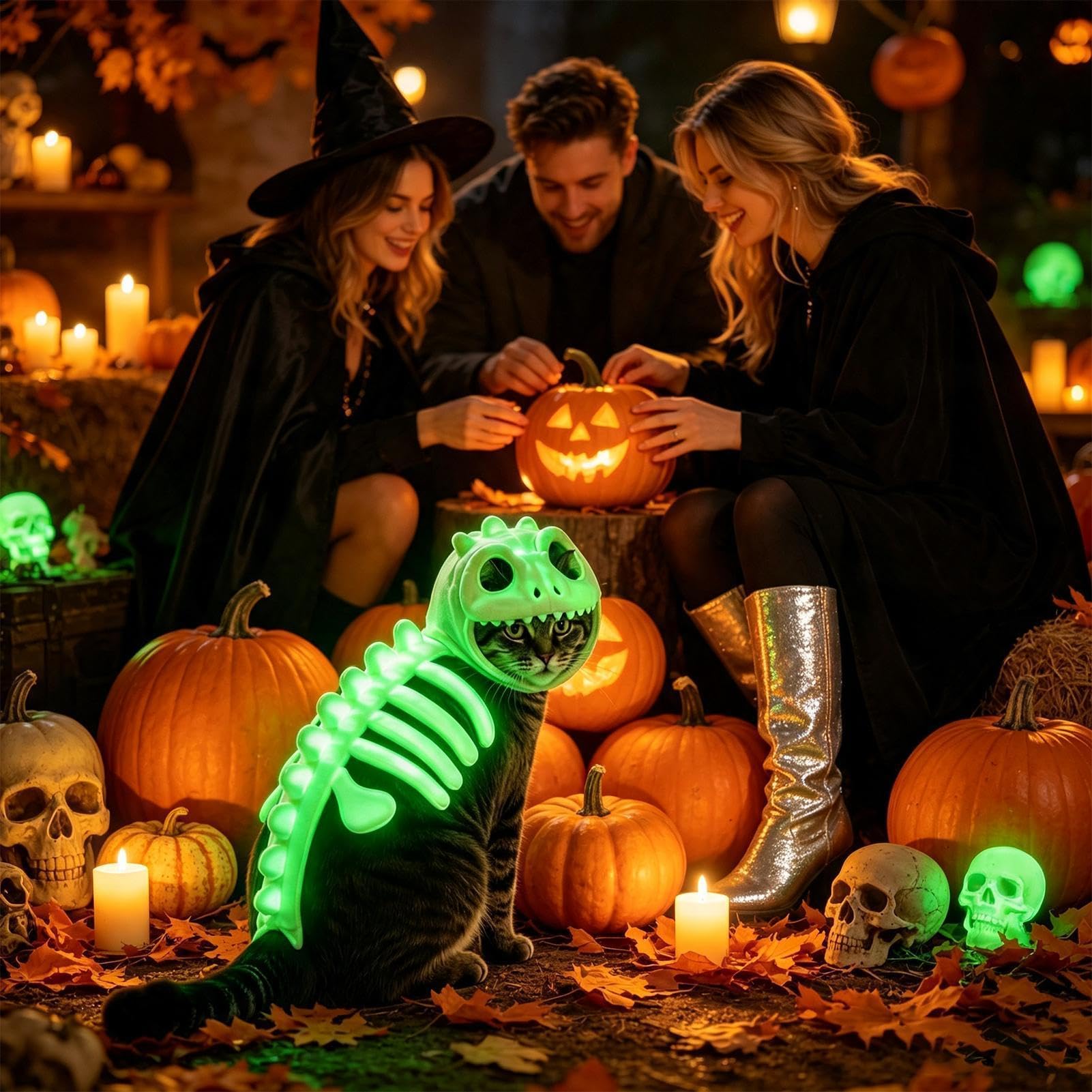 Kostium dinozaura dla kotów, pluszowy, wytrzymały, można prać w pralce | Dinozaur Cosplay Halloween zestaw na występy sceniczne, sesje zdjęciowe, uroczystości, parady i spotkania rodzinne