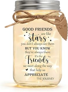 Best Friend Birthday Gifts for Women, Friendship Gifts, Mason Jar Lamp | Christmas, Mother's Day Personalized Gift for Friends, Bestie, BFF, Heartfelt Home Decor Gift ﻿