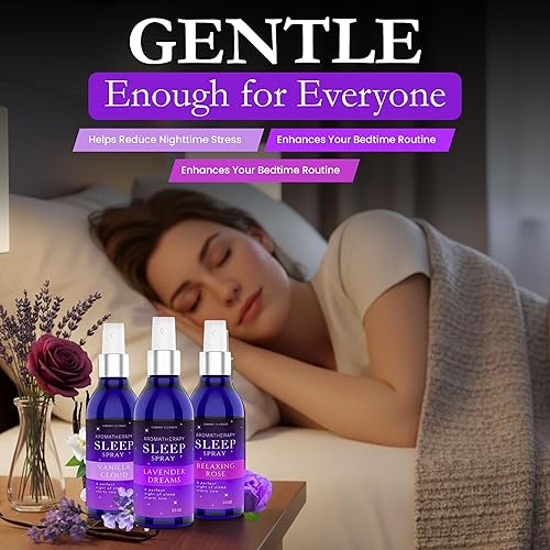 Miniatura 5 de Pillow Sleep Spray Mist para un sueño profundo | Ayuda a aliviar el estrés y la ansiedad | (Paquete de 3) Lavanda calmante, Vainilla, Rosa Mist |