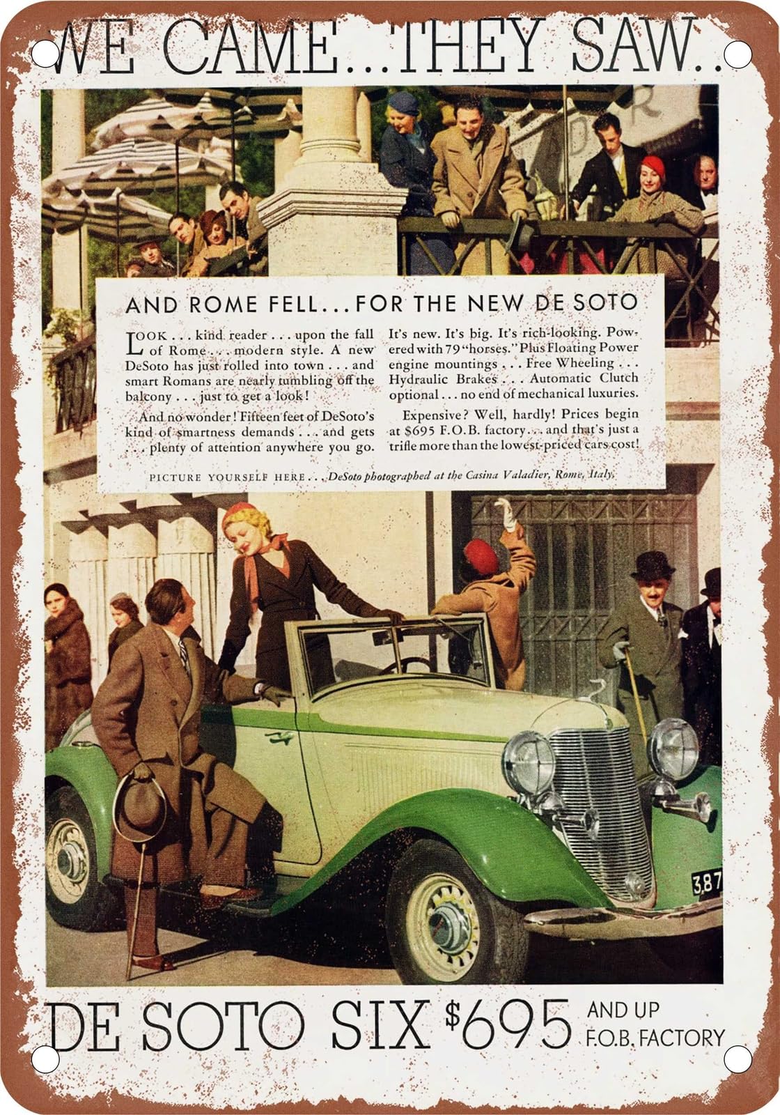 METAL SIGN - 1933 DeSoto Vintage Ad 02 - Old Retro Rusty Look home decor