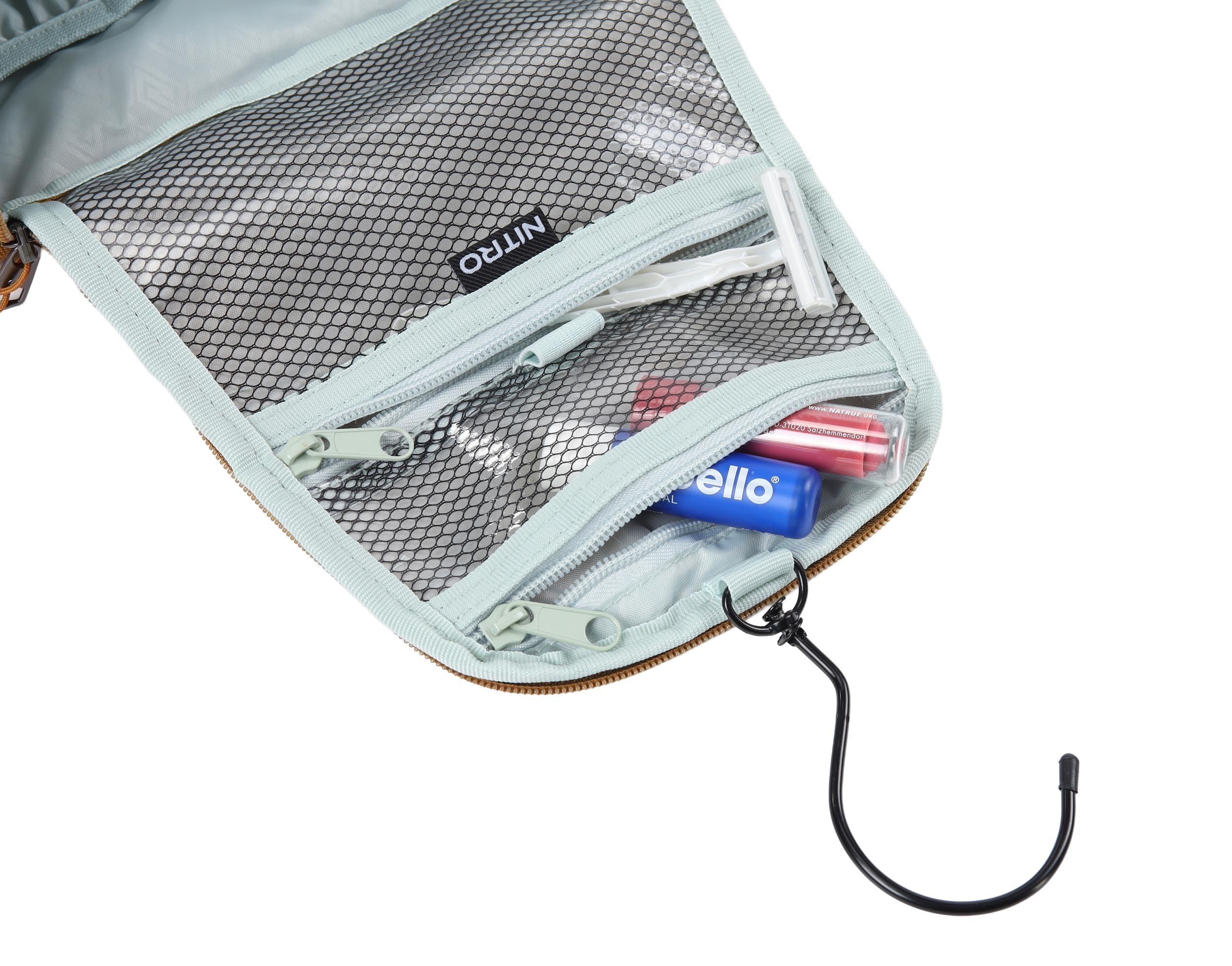 Travel Kit stylische Reisewaschtasche mit extra Bodenfach Kulturbeutel zum Aufhängen Kosmetiktasche mit vielen Staufächern für Reisen und Campen Toiletry Bag, 25x24x11 cm