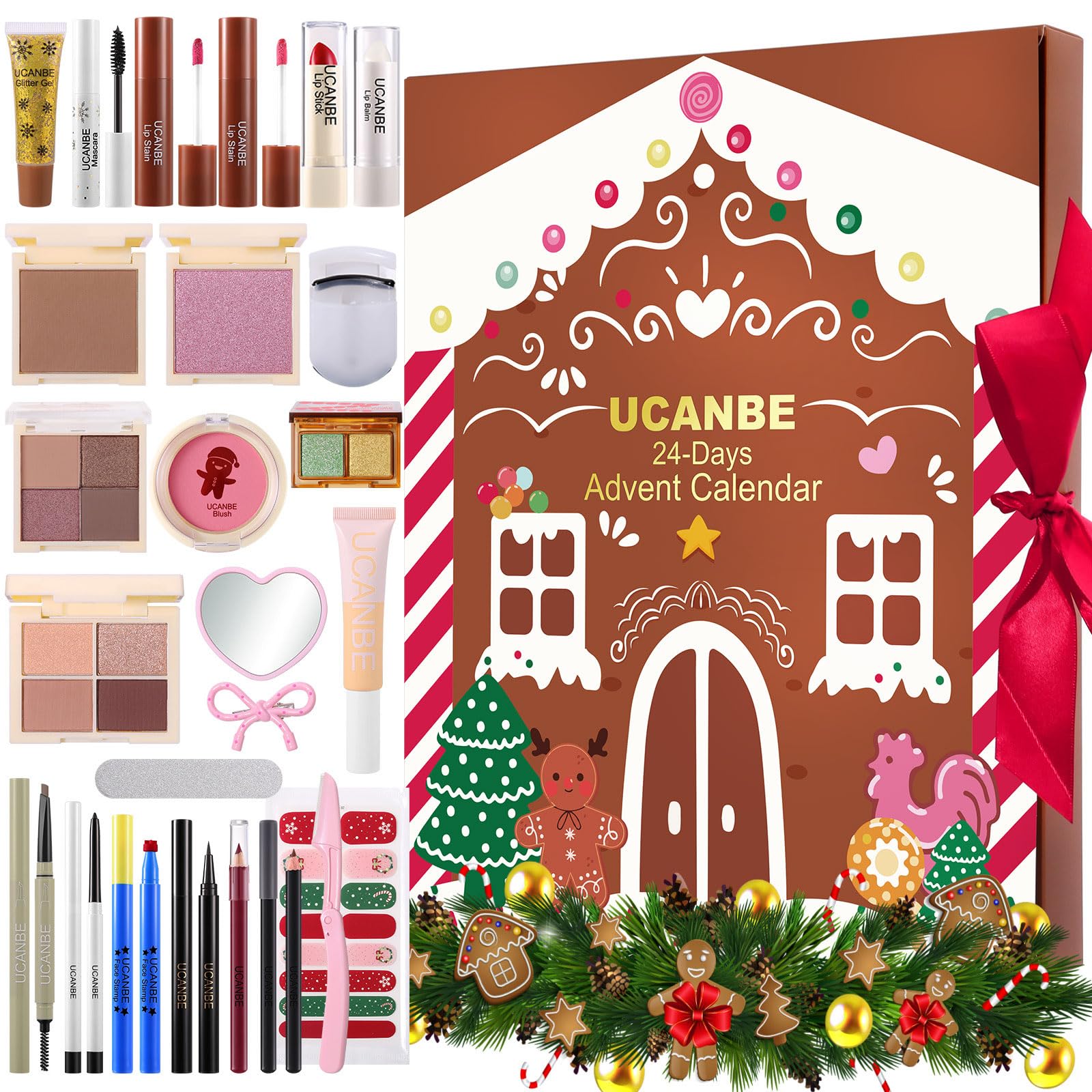 Makeup Advent Calendar 2025, 24 Days Christmas Gift Makeup Sets For Women, UCANBE 2025 Xmas Countdown Calendar Full Makeup Kits Beauty Makeup & Cosmetic For Teens, Girls Gift
