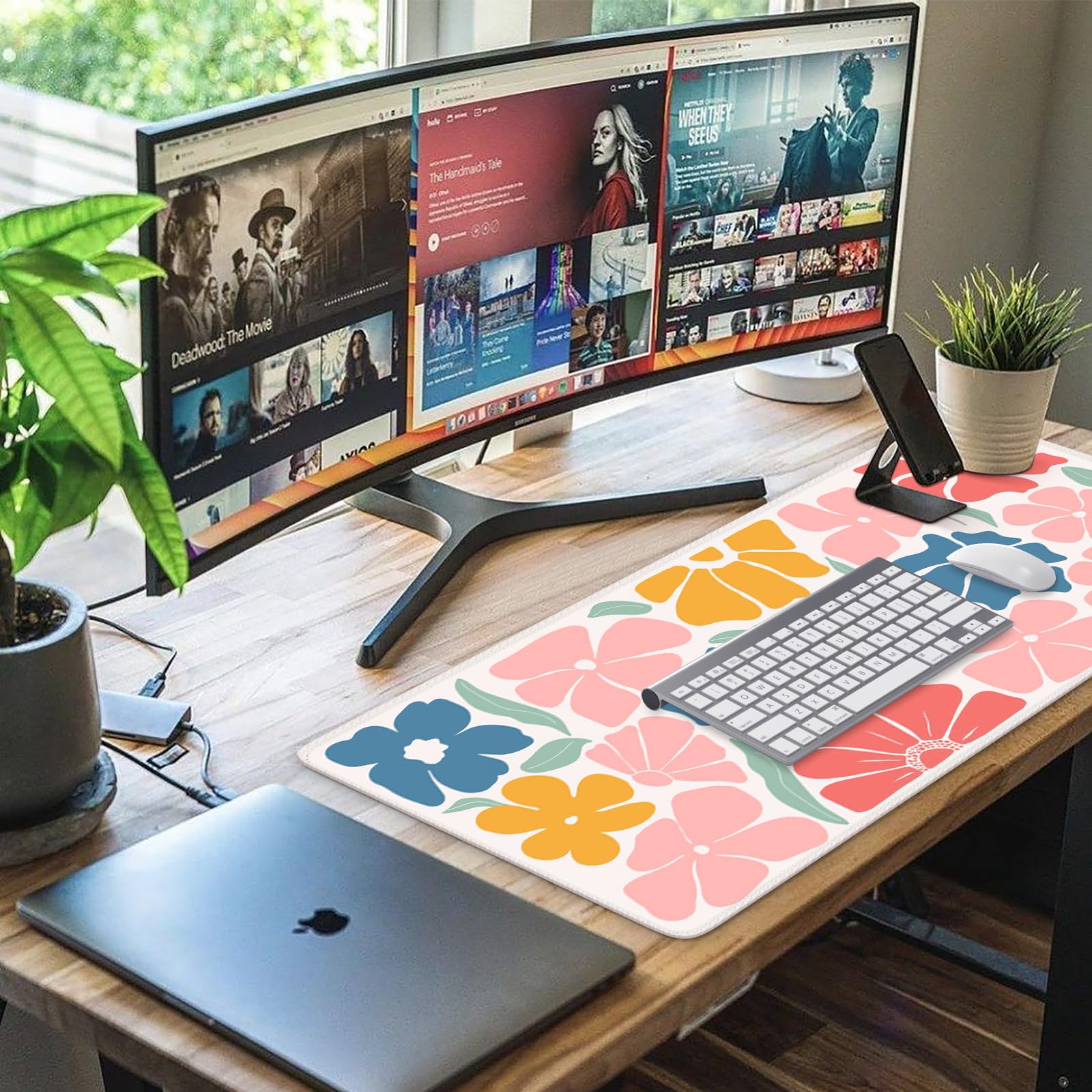 iCasso Alfombrilla de Escritorio XXL Grande para Juegos, Alfombrilla de Mouse con Base de Goma Antideslizante con Bordes cosidos, Alfombrilla de Mouse para Teclado y Mouse, Alfombrilla de Escritorio