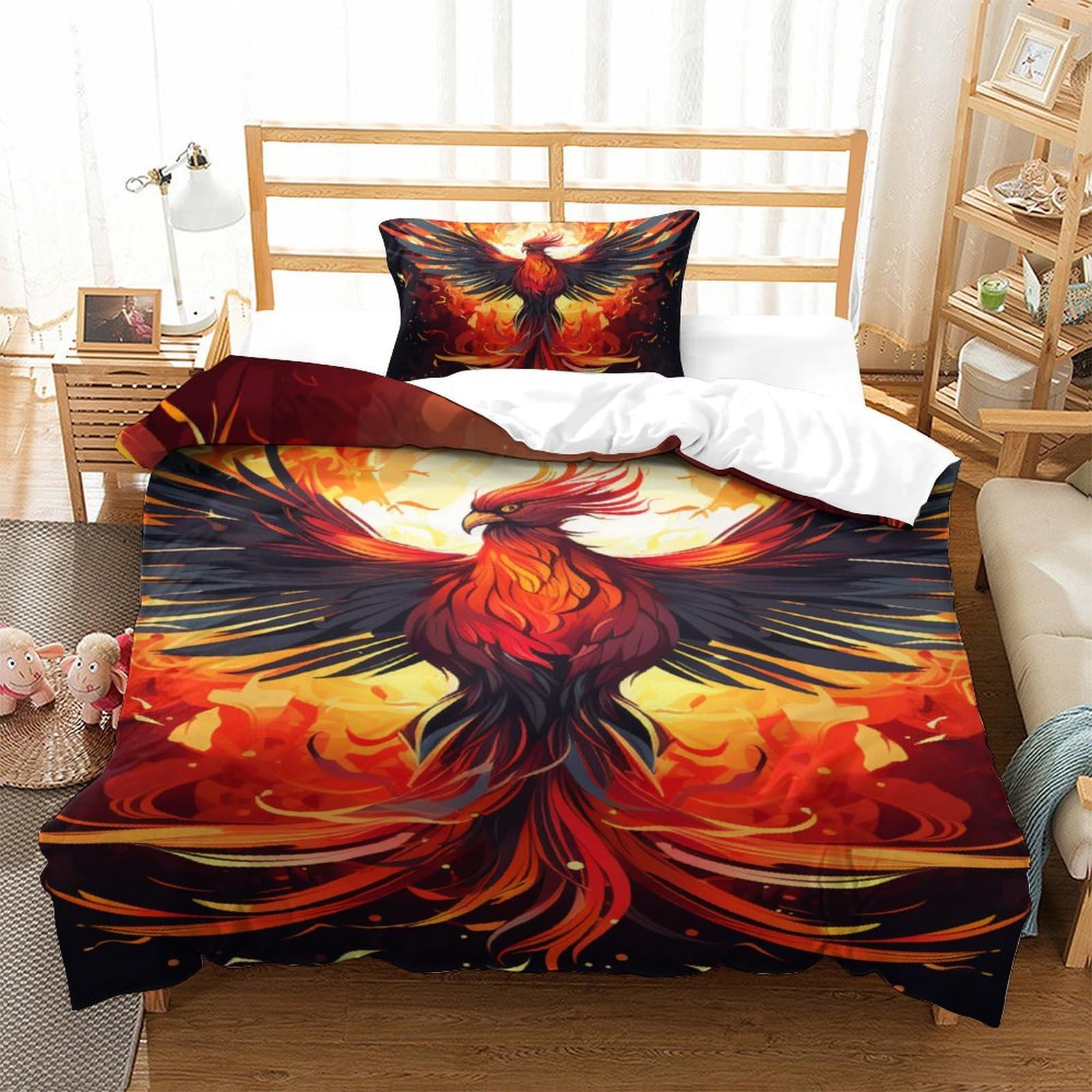 Housse de couette Le Phoenix 135x200cm pour un lit simple facile à border