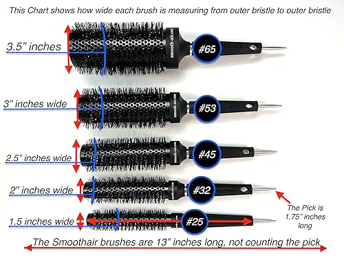 Miniatura 6 de Cepillo redondo profesional para secado por soplado, estilo sin encrespamiento (el cepillo número 45 es de 2.5 pulgadas de ancho x 13 pulgadas de