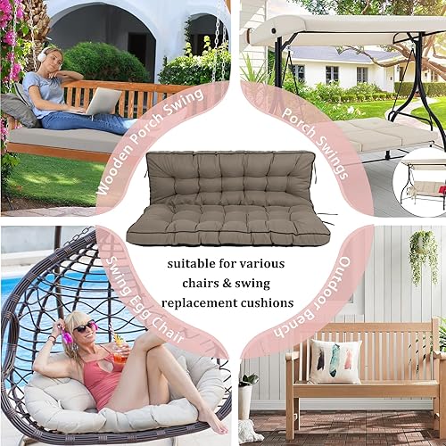 Miniatura 56 de Cojín de repuesto para columpio de 2-3 asientos, cojines de banco para exteriores con respaldo grueso de 4 pulgadas, muebles de patio, jardín, Flor