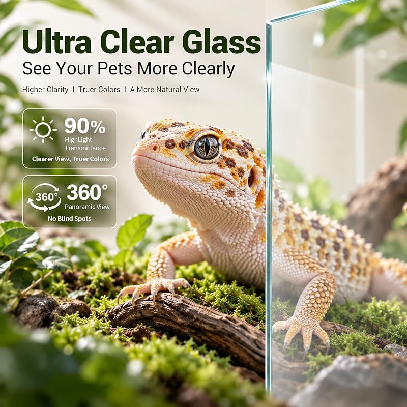 N/A Luckywang Glass Reptile Terrarium – Dedicated feeding port