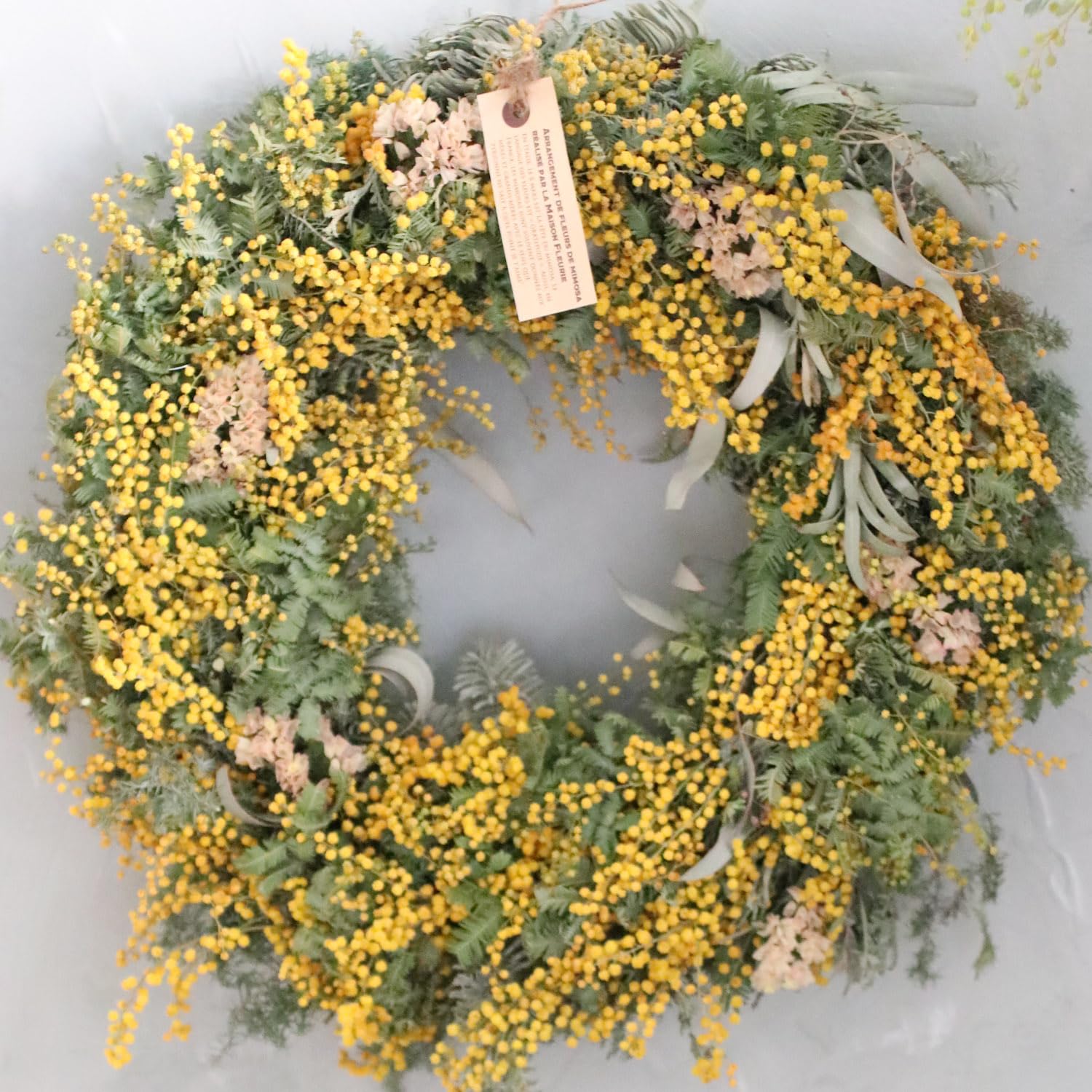 Amazon｜ドライフラワーリース「ミモザのドライリース」Lサイズ
