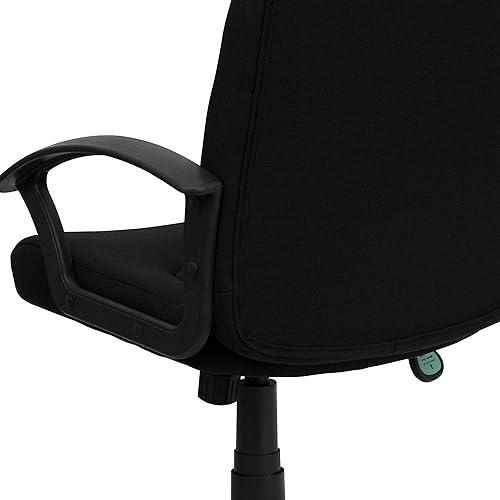 Miniatura 7 de Flash Furniture Silla para tareas o computadora de media espalda color negro de tela con brazos de nailon, Metal Madera, Negro