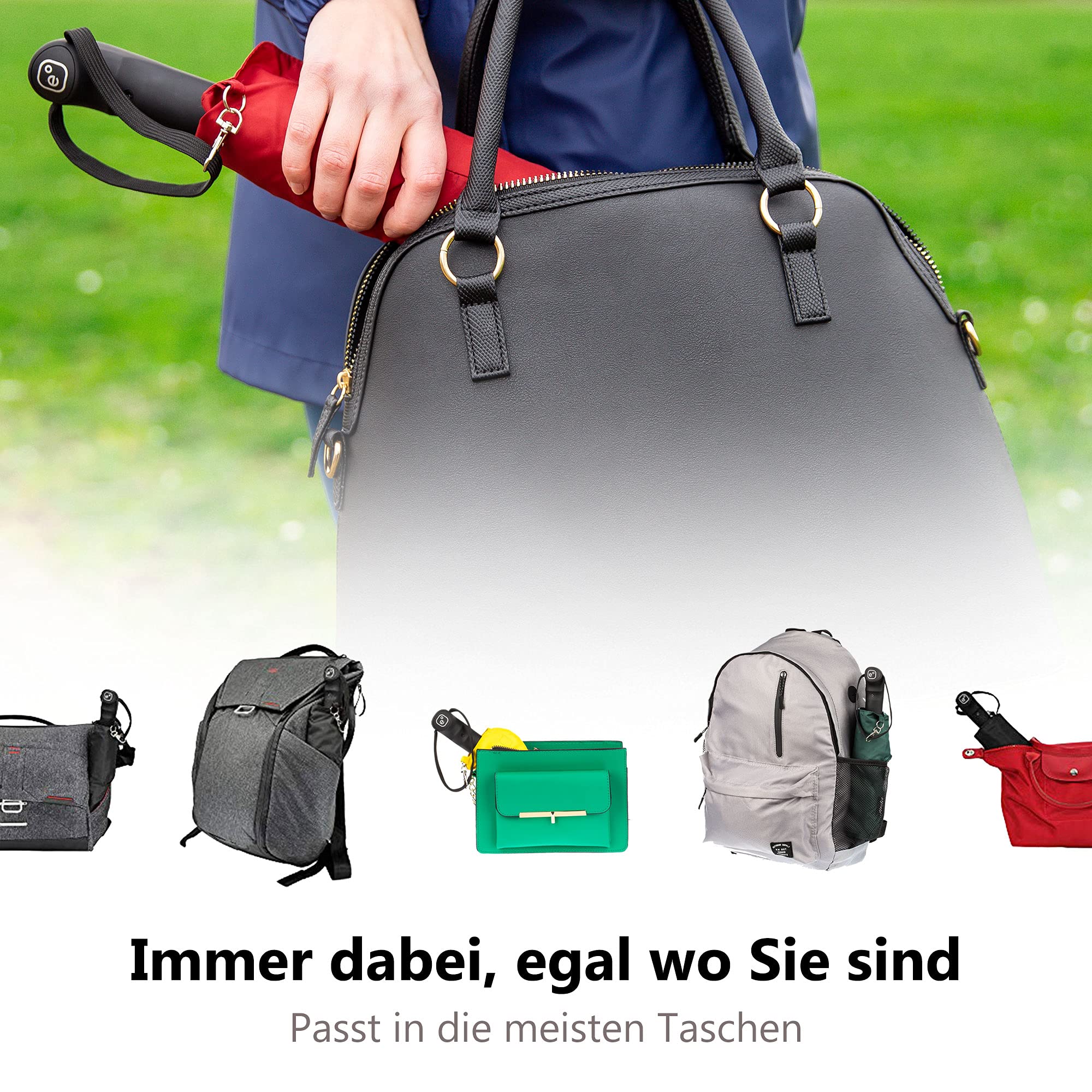 Ergonauts Reise-Regenschirm, winddicht, belüftet, mit doppeltem Schirmdach und Teflon-Beschichtung – tragbares, kompaktes, faltbares und leichtes Design und hohe Windbeständigkeit (Grau)