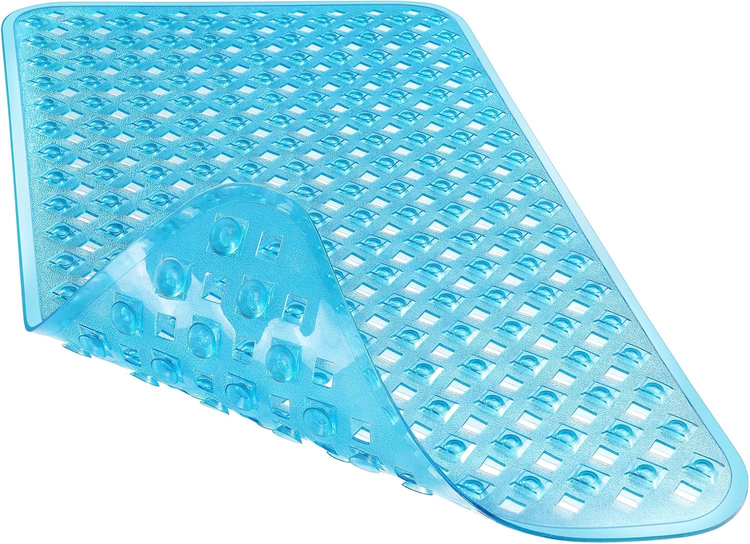 Yimobra Bathtub Mat Non Slip, Super Strong Suction Cups, 70 x 40 cm Long Shower Mat with Drain Holes, Machine Washable Fast Draining Bath Mats, Bathroom Essentials,Clear Blue