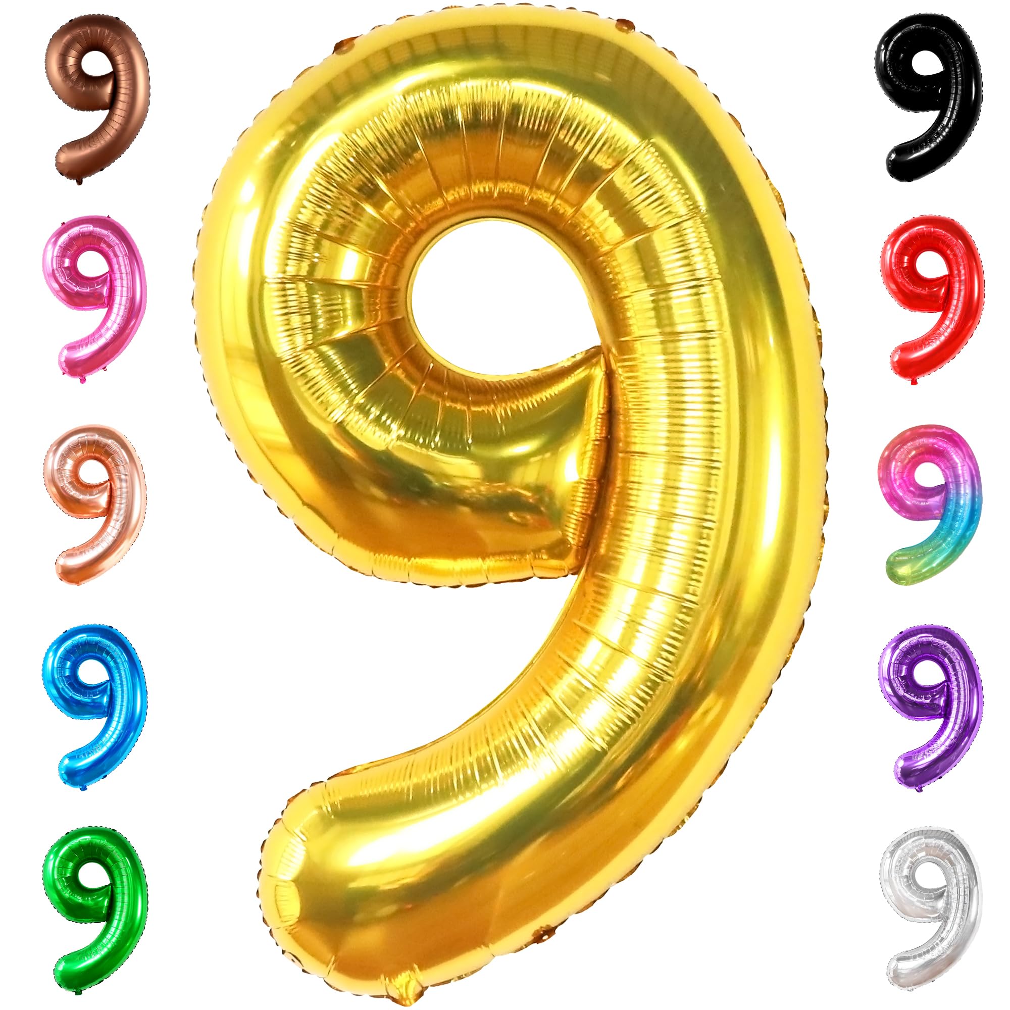 KatchOn, Giant Gold Number 9 Balloon - 40 Inch | Foil 9 Birthday Balloon for 9th Birthday Decorations | 9th Anniversary Decoration | Gold Party Decoration
