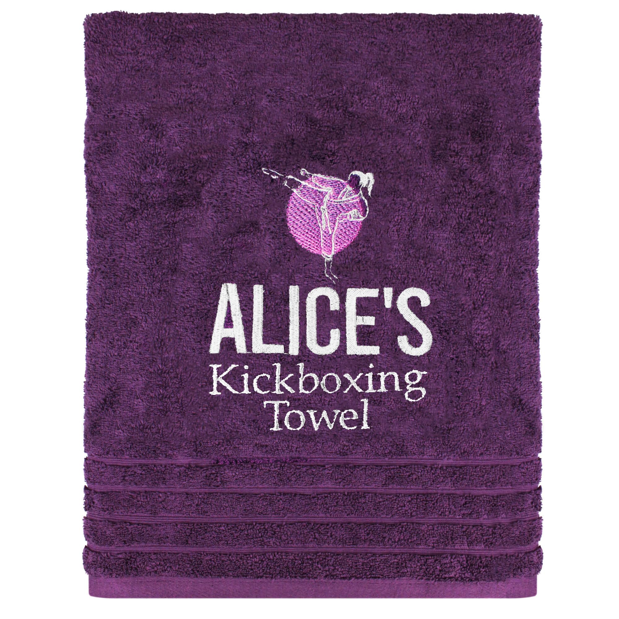 Teddyt's Purple Personalised Karate & Kickboxing Embroidered Hand Towel (, Kickboxing)