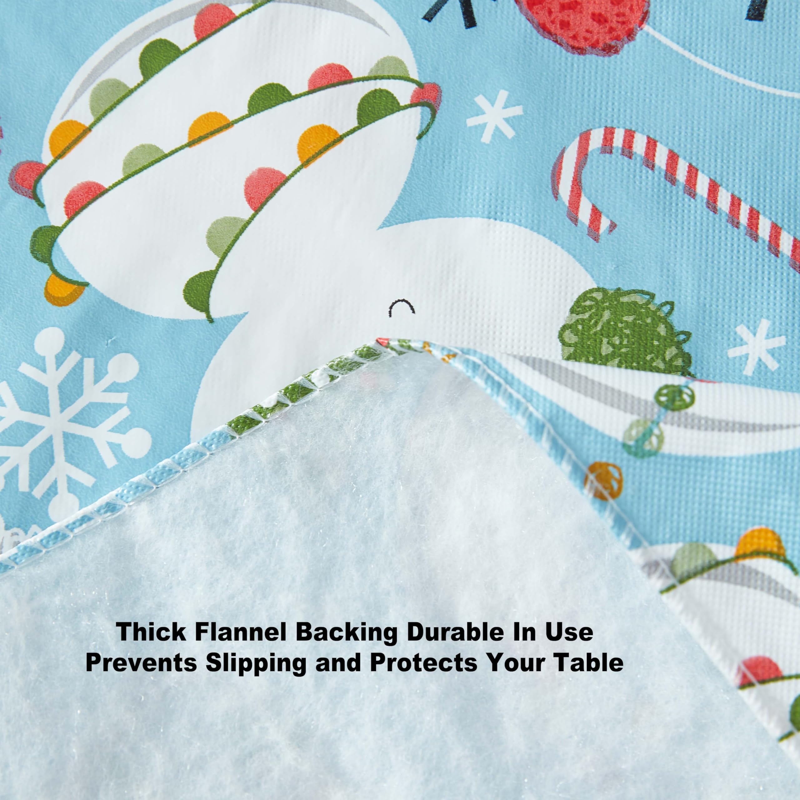 Nappe De Noël En Vinyle Motif Bonhommes De Neige 'Let It Snow' - Dos Flanelle Antidérapant - Pratique Et Festive Pour Les Repas De Fêtes