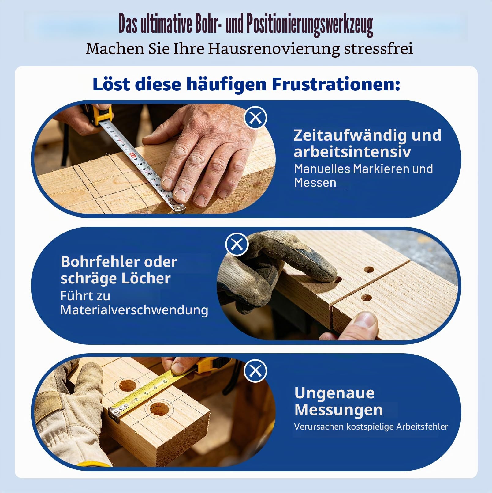 3 in 1 Selbstzentrierendes Dübelvorrichtungs-Set, Bohrvorrichtung | Gerade Löcher mit Selbstzentrierender Lochführung und Bohrern, Scharnier-Bohrvorrichtung für Zentrierbohren und Mittenfinder