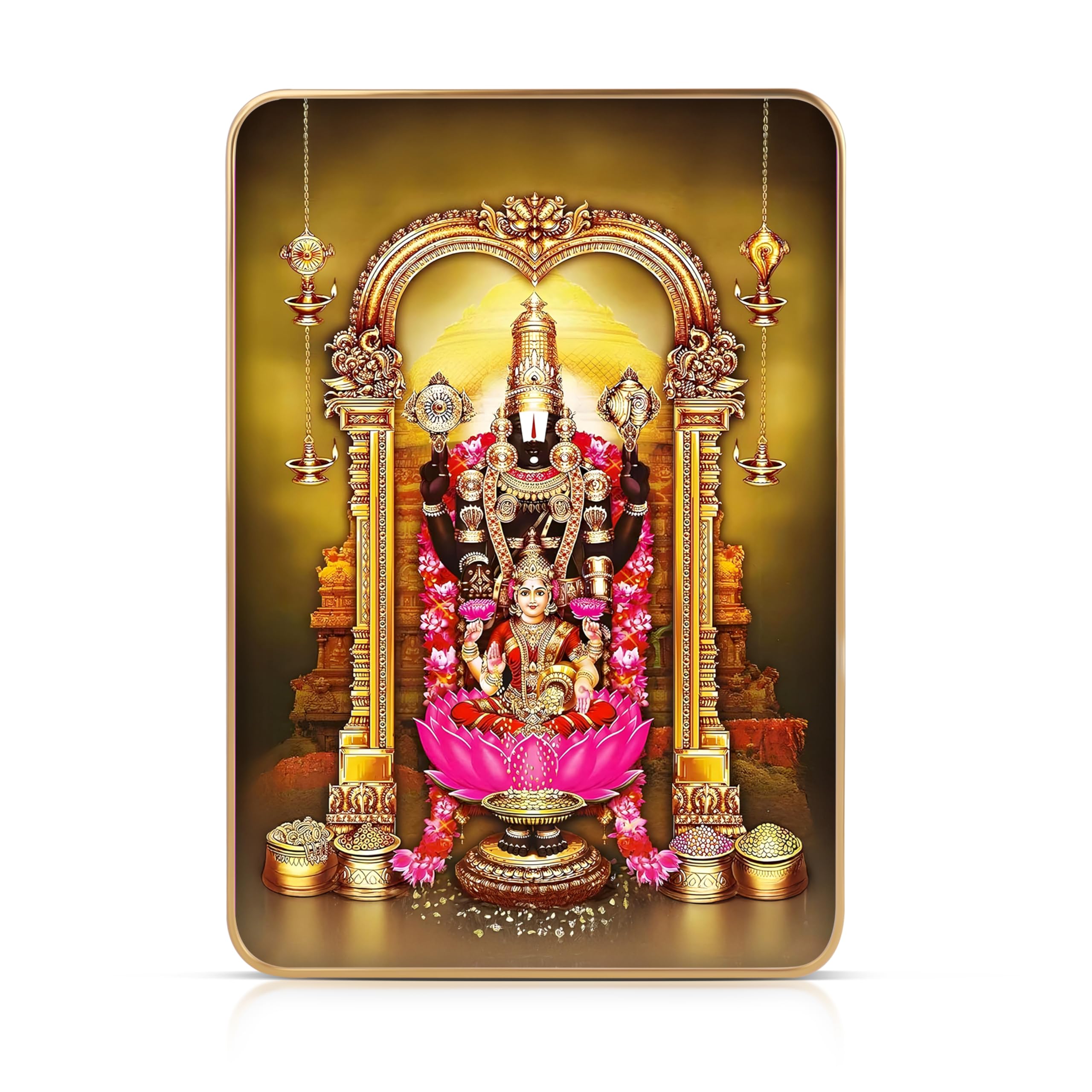 Venkateswara Balaji Photo Frame 6x8 Inches Crystal Glossy UV Printed Lord Tirupati with Goddess Lakshmi for Home Mandir Temple Pooja Room Decor Gift Waterproof MDF Spiritual Decorative Frame-image-37