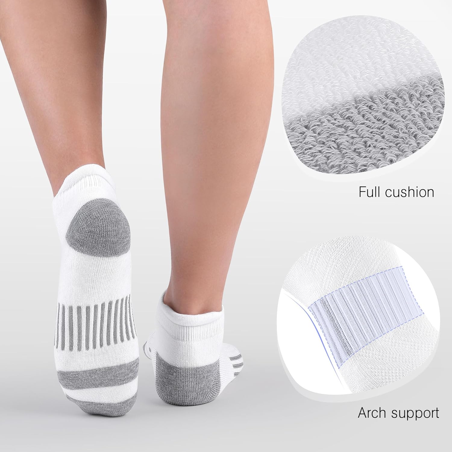 Felicigeely Ankle Athletic Running Socks Low Cut Sports Socks Breathable Cushioned Tab Socks for Men Women 6 Pairs - Image 5