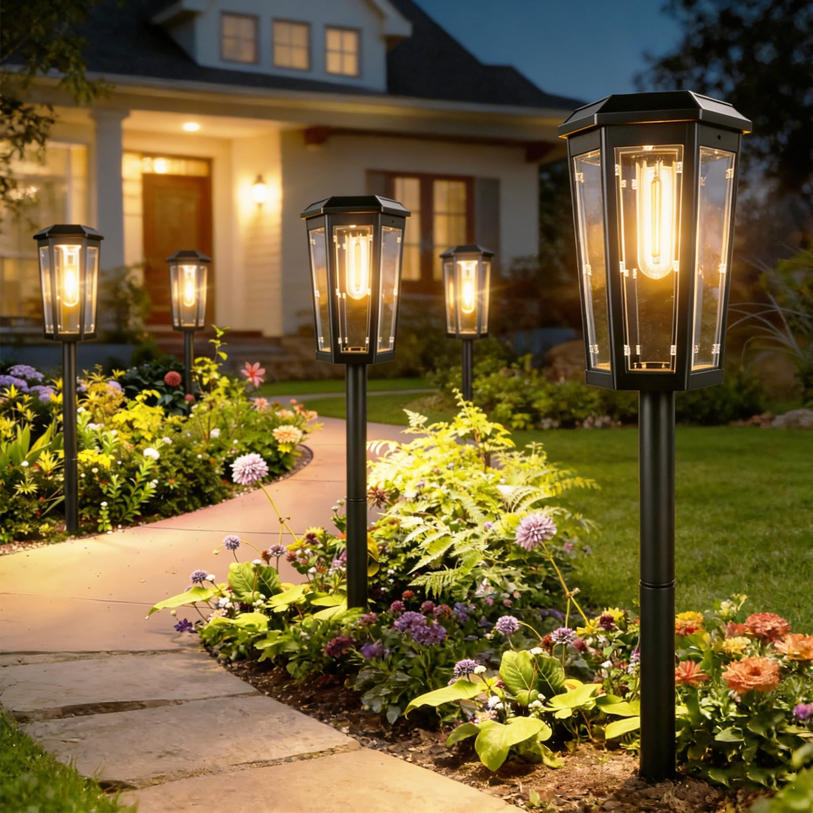 A.bigwhale Lampade Solari per Giardino Esterno, Moderne LED Luce Solare da Giardino, 4 Pezzi Luci Solari Luminose Esterni Impermeabile per Sentieri Cortile Passerella Terrazza Vialetto